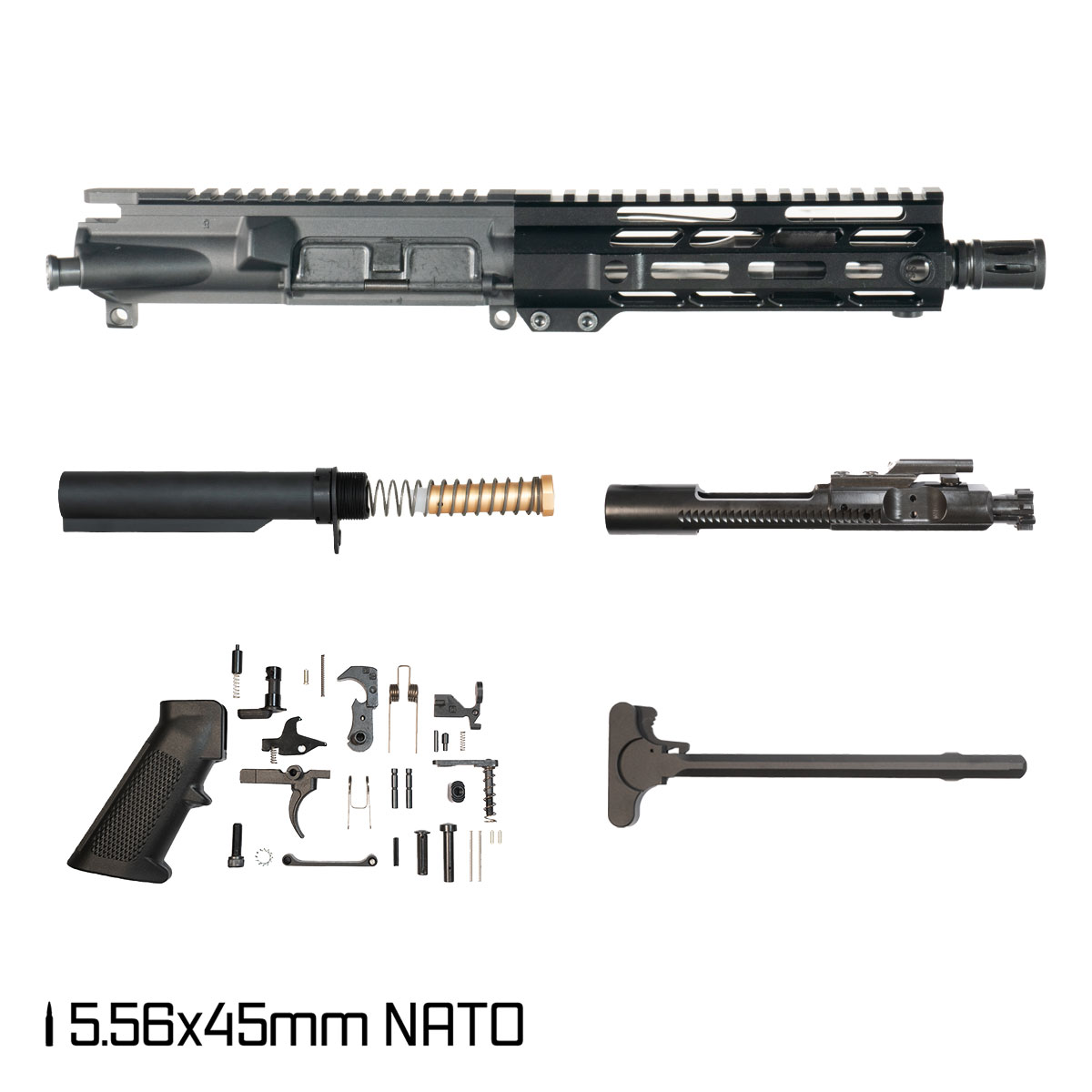 Davidson Defense Blemished Final Pressure 7.5-inch Pistol-Gas 1:7 5.56 NATO AR-15 Freefloat M-Lok Handguard Pistol Full Build Kit, SBR Ready