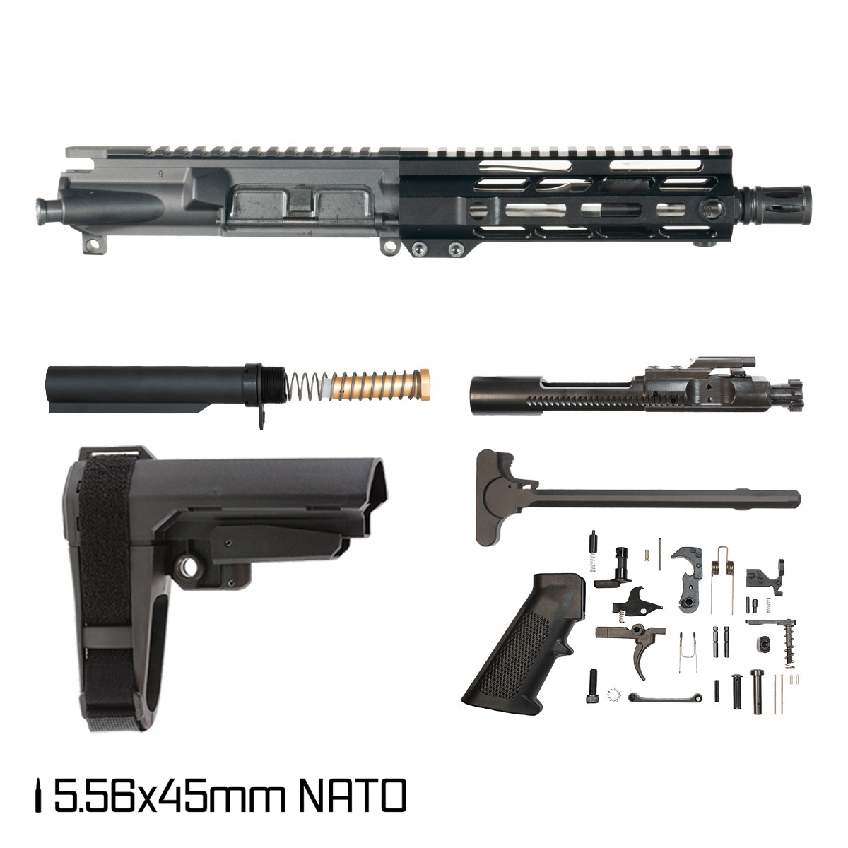 Davidson Defense Blemished Final Pressure w/SBA3 Brace 7.5-inch Pistol-Gas 1:7 5.56 NATO AR-15 Freefloat M-Lok Handguard Pistol Full Build Kit
