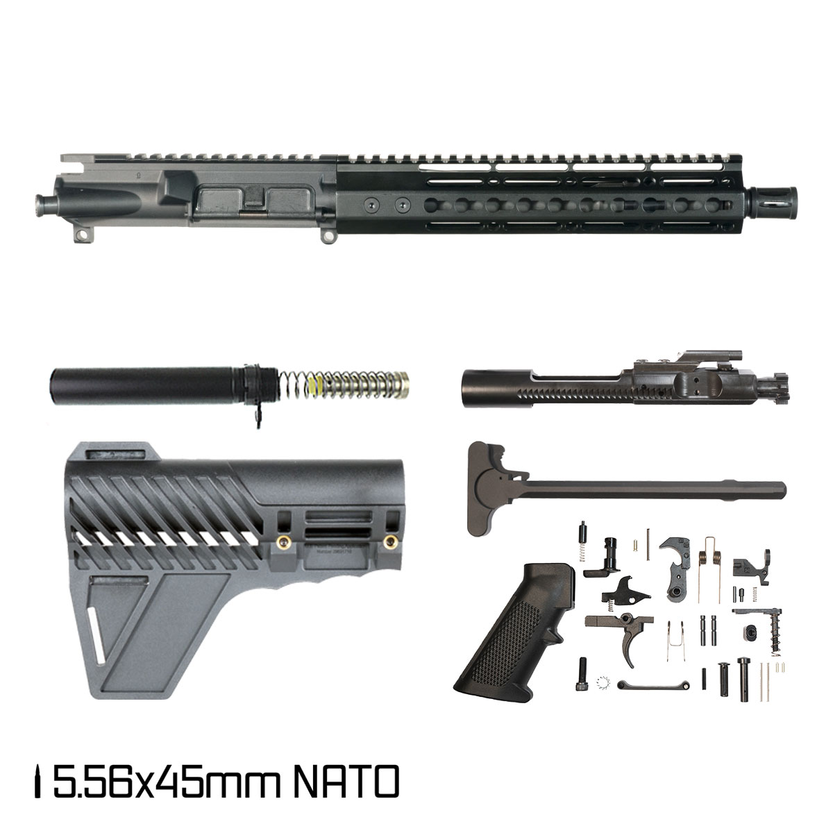 Davidson Defense Warden Duty w/Gauntlet Arms Brace 10.5-inch Carbine-Gas 1:7 5.56 NATO AR-15 Freefloat Keymod Handguard Pistol Full Build Kit