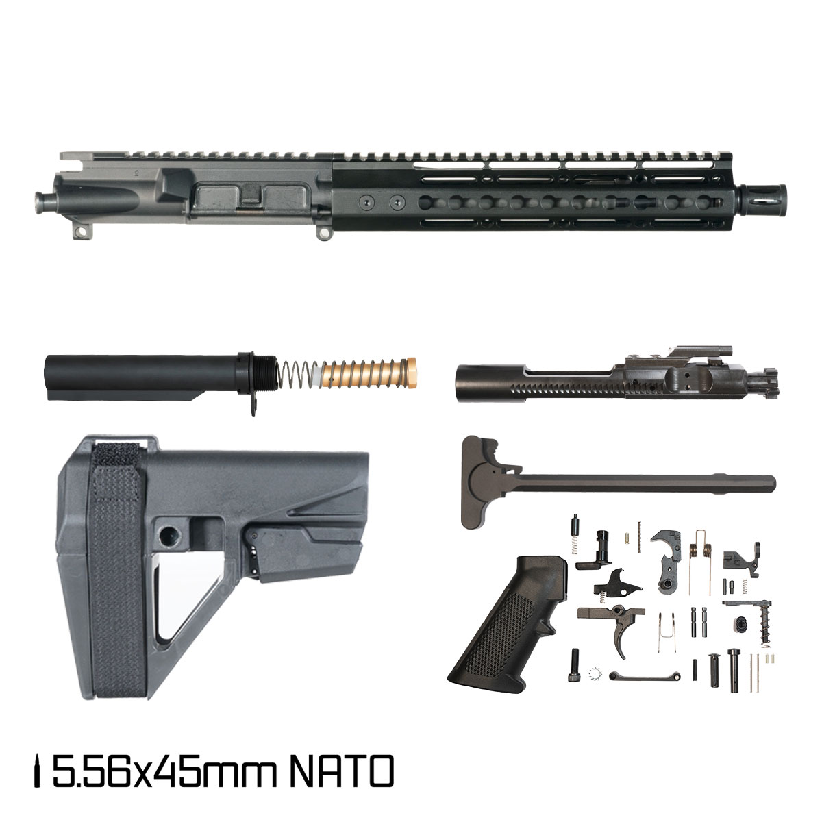 Davidson Defense Warden Duty w/SBA5 Brace 10.5-inch Carbine-Gas 1:7 5.56 NATO AR-15 Freefloat Keymod Handguard Pistol Full Build Kit