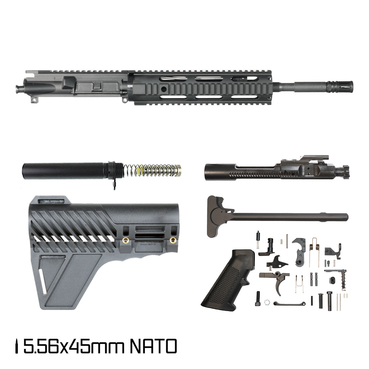 Davidson Defense Keen Beacon w/Gauntlet Arms Brace 14.5-inch Carbine-Gas 1:7 5.56 NATO AR-15 Freefloat Quad-Rail Handguard Pistol Full Build Kit