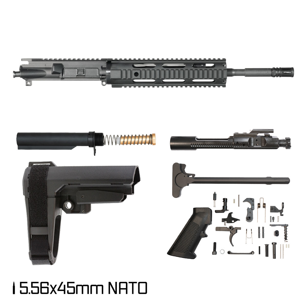 Davidson Defense Keen Beacon w/SBA3 Brace 14.5-inch Carbine-Gas 1:7 5.56 NATO AR-15 Freefloat Quad-Rail Handguard Pistol Full Build Kit