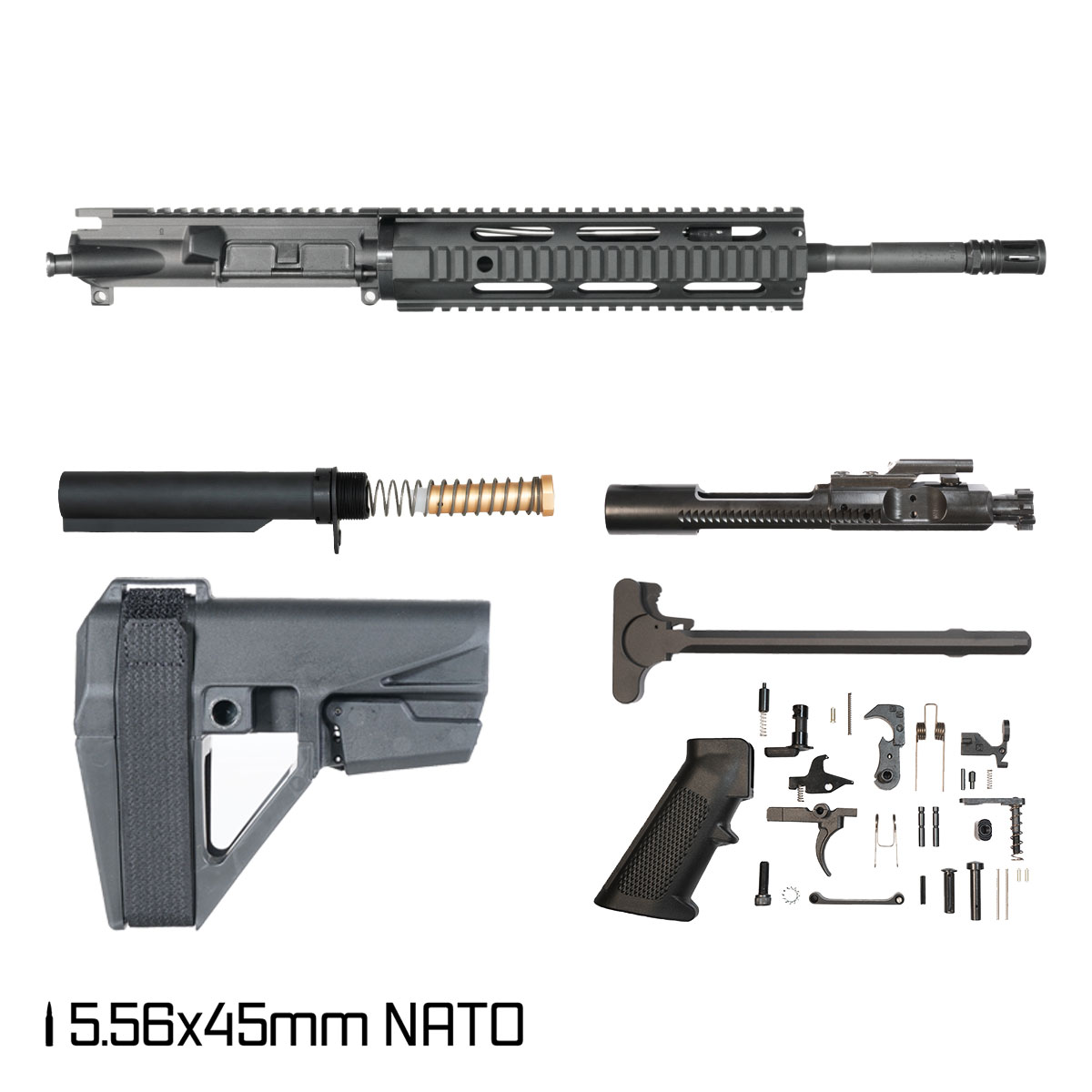 Davidson Defense Keen Beacon w/SBA5 Brace 14.5-inch Carbine-Gas 1:7 5.56 NATO AR-15 Freefloat Quad-Rail Handguard Pistol Full Build Kit