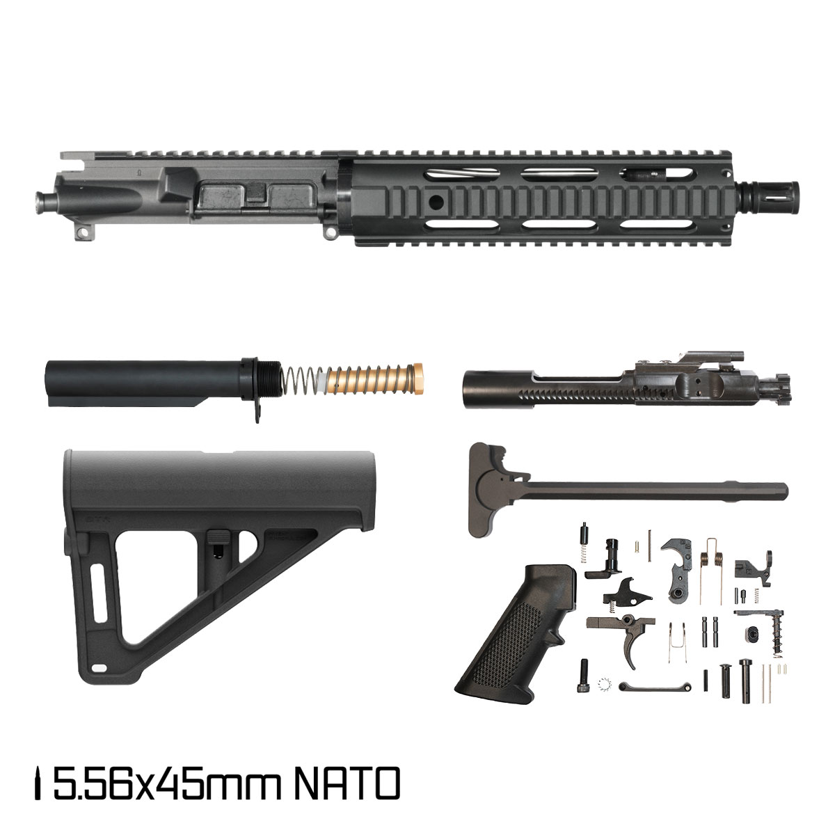 Davidson Defense Attuned w/Magpul BTR Brace 10.5-inch Carbine-Gas 1:7 5.56 NATO AR-15 Freefloat Quad-Rail Handguard Pistol Full Build Kit