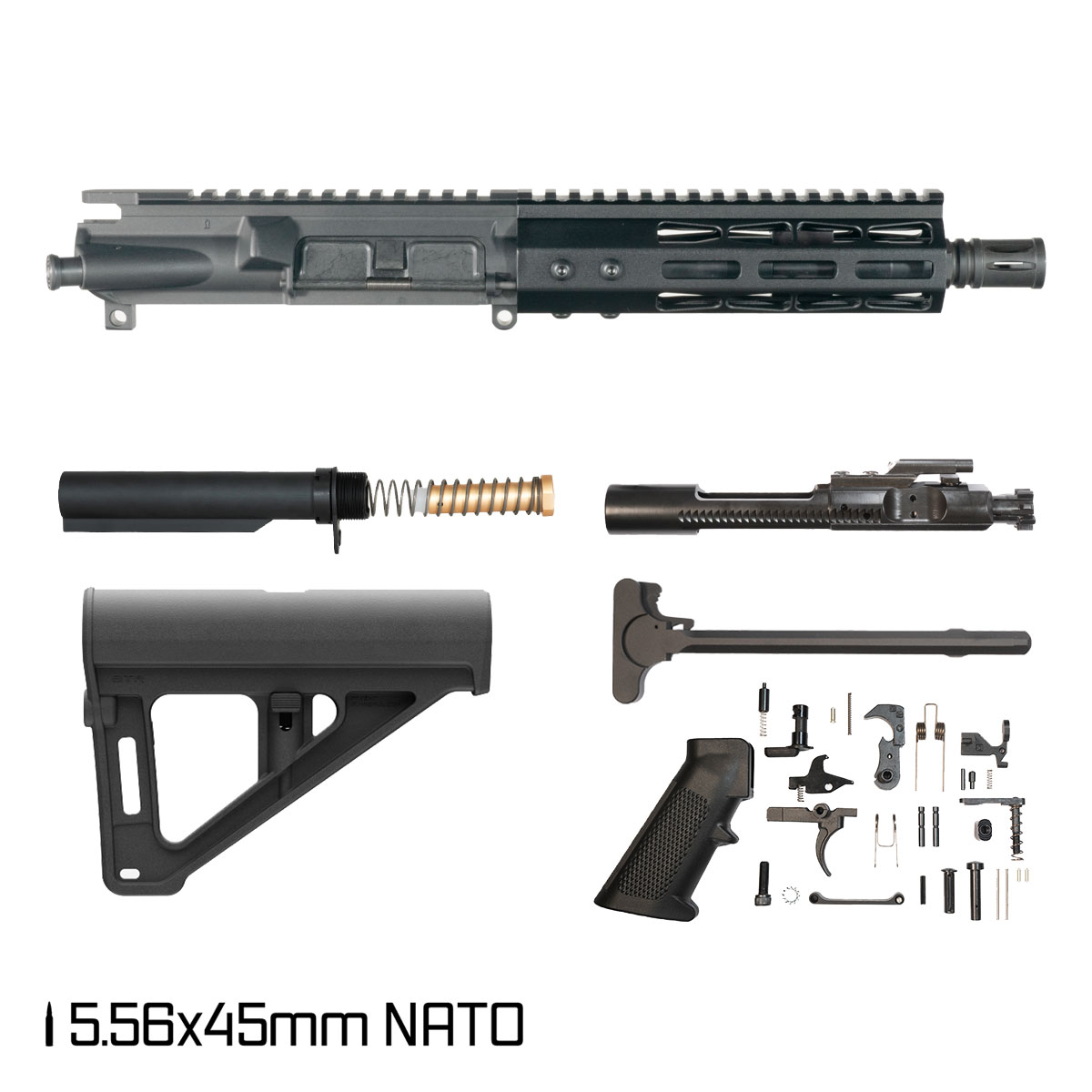 Davidson Defense Cold Snap w/Magpul BTR Brace 7.5-inch Pistol-Gas 1:7 5.56 NATO AR-15 Freefloat M-Lok Handguard Pistol Full Build Kit