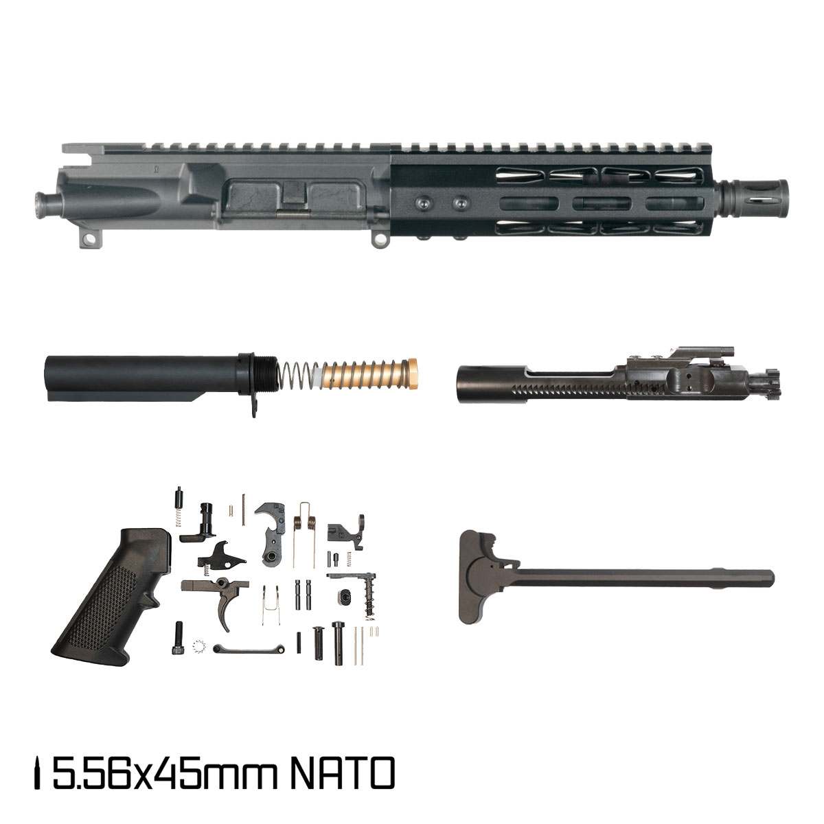 Davidson Defense Cold Snap 7.5-inch Pistol-Gas 1:7 5.56 NATO AR-15 Freefloat M-Lok Handguard Pistol Full Build Kit, SBR Ready