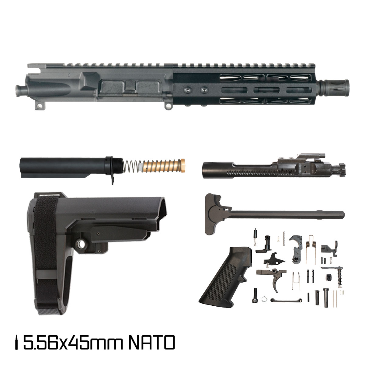 Davidson Defense Cold Snap w/SBA3 Brace 7.5-inch Pistol-Gas 1:7 5.56 NATO AR-15 Freefloat M-Lok Handguard Pistol Full Build Kit
