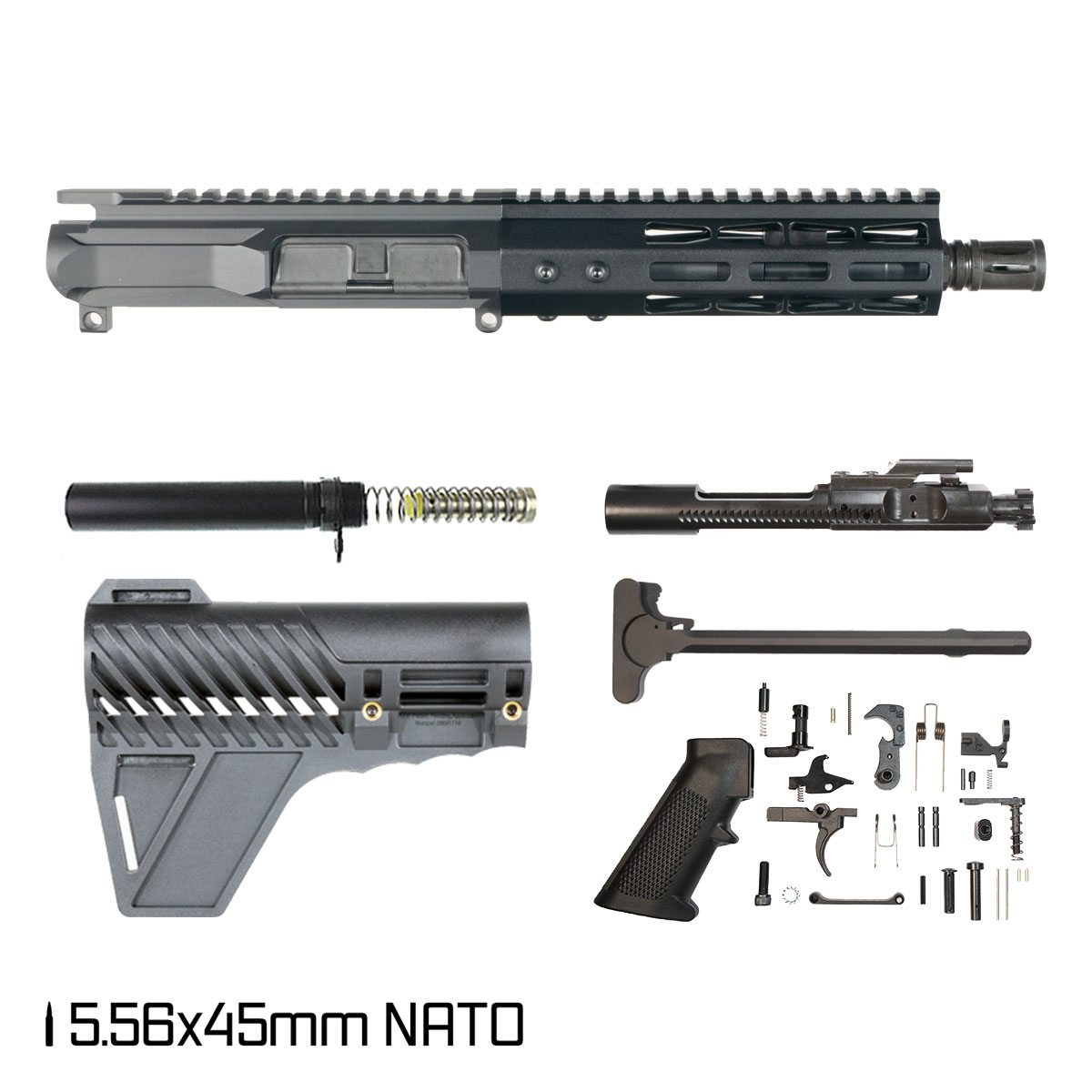 Davidson Defense Aphelion w/Gauntlet Arms Brace 7.5-inch Pistol-Gas 1:7 5.56 NATO AR-15 Freefloat M-Lok Handguard Pistol Full Build Kit