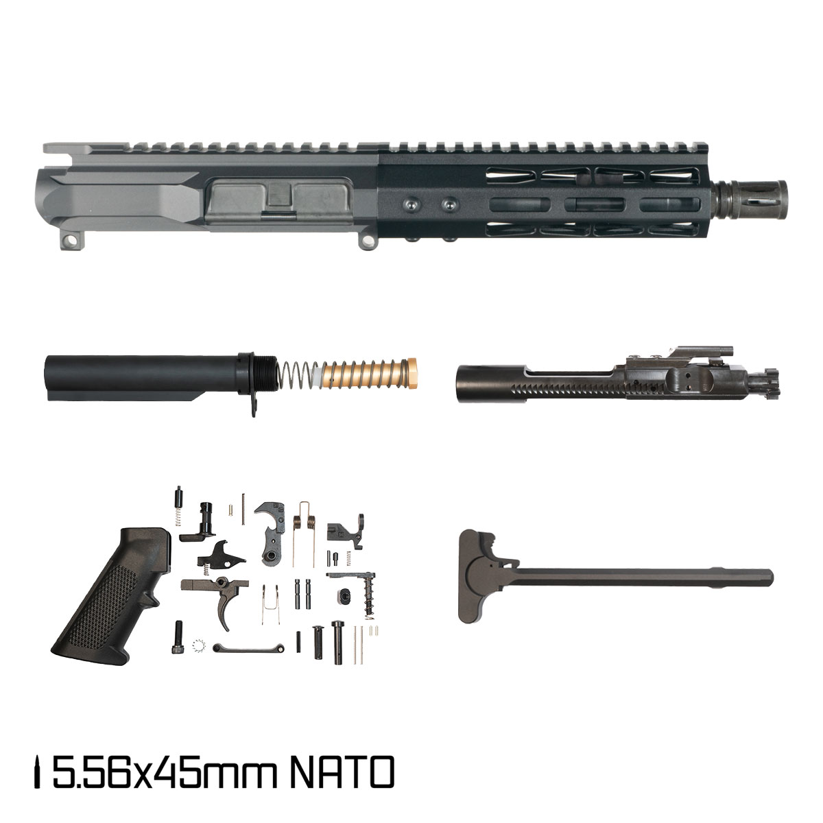 Davidson Defense Aphelion 7.5-inch Pistol-Gas 1:7 5.56 NATO AR-15 Freefloat M-Lok Handguard Pistol Full Build Kit, SBR Ready