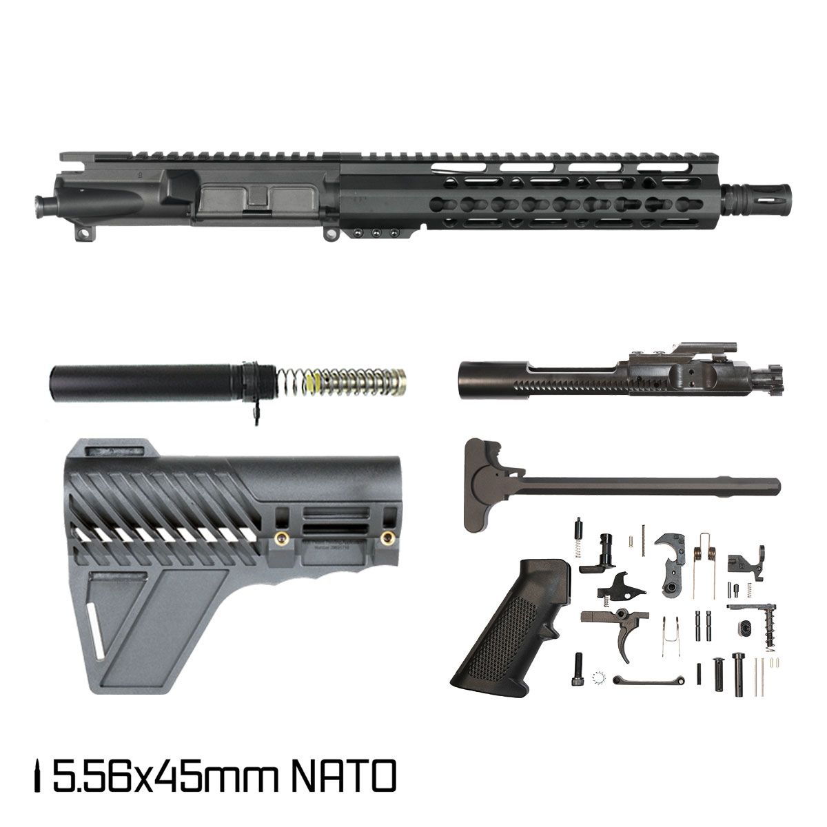 Davidson Defense Mutton Chops V2 w/Gauntlet Arms Brace 10.5-inch Carbine-Gas 1:8 5.56 NATO AR-15 Freefloat Keymod Handguard Pistol Full Build Kit