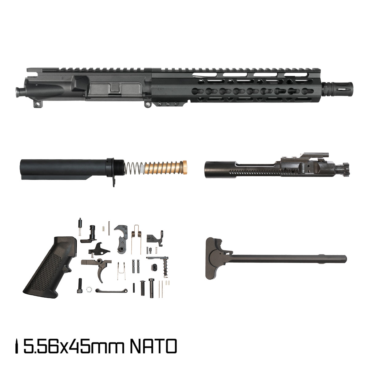 Davidson Defense Mutton Chops V2 10.5-inch Carbine-Gas 1:8 5.56 NATO AR-15 Freefloat Keymod Handguard Pistol Full Build Kit, SBR Ready