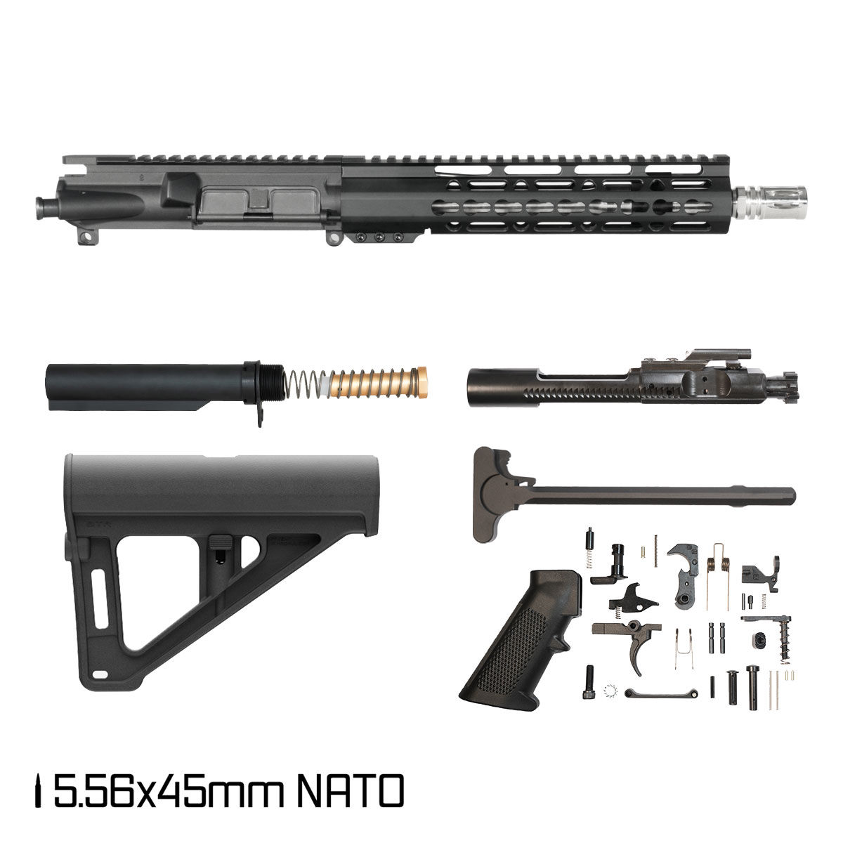 Davidson Defense Mutton Chops V2 w/Magpul BTR Brace 10.5-inch Carbine-Gas 1:7 5.56 NATO AR-15 Freefloat Keymod Handguard Pistol Full Build Kit