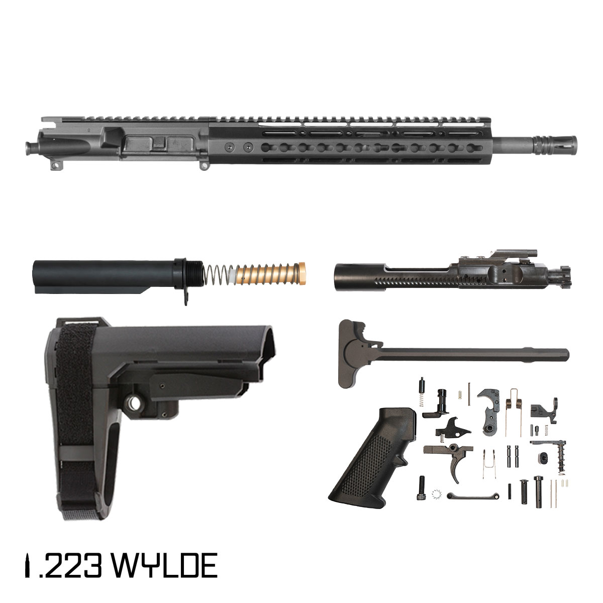 Davidson Defense Warden Duy w/SBA3 Brace 14.5-inch Carbine-Gas 1:7 5.56 NATO AR-15 Freefloat Keymod Handguard Pistol Full Build Kit