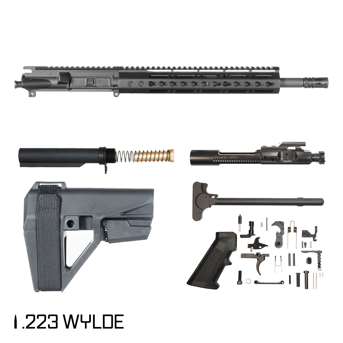 Davidson Defense Warden Duy w/SBA5 Brace 14.5-inch Carbine-Gas 1:7 5.56 NATO AR-15 Freefloat Keymod Handguard Pistol Full Build Kit