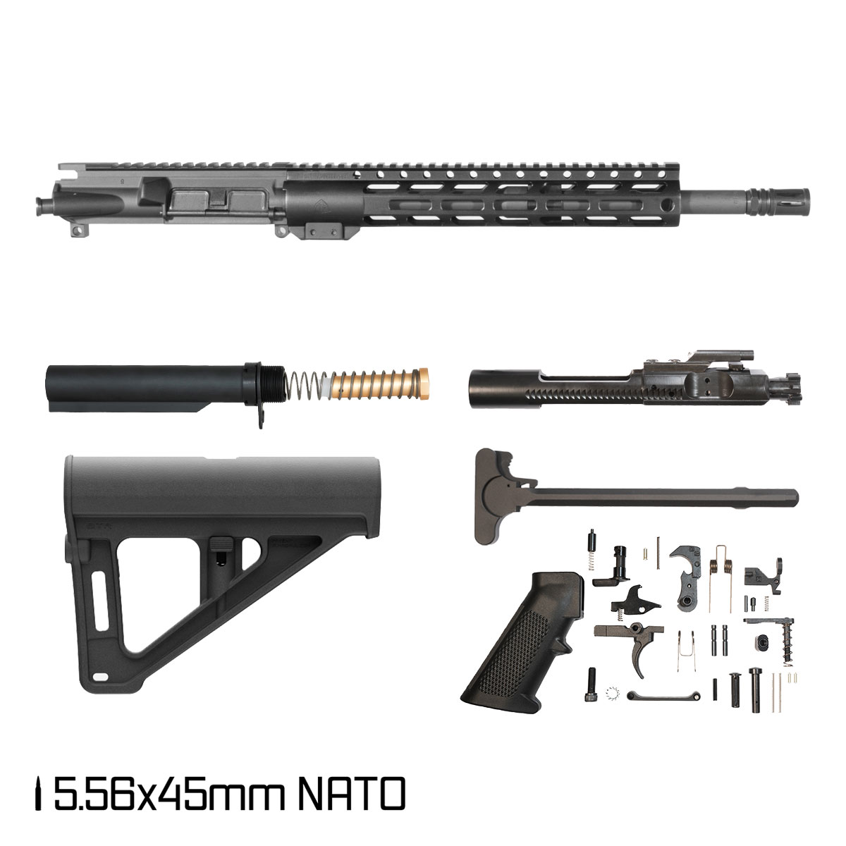Davidson Defense Darkmatter w/Magpul BTR Brace 14.5-inch Carbine-Gas 1:7 5.56 NATO AR-15 Freefloat M-Lok Handguard Pistol Full Build Kit