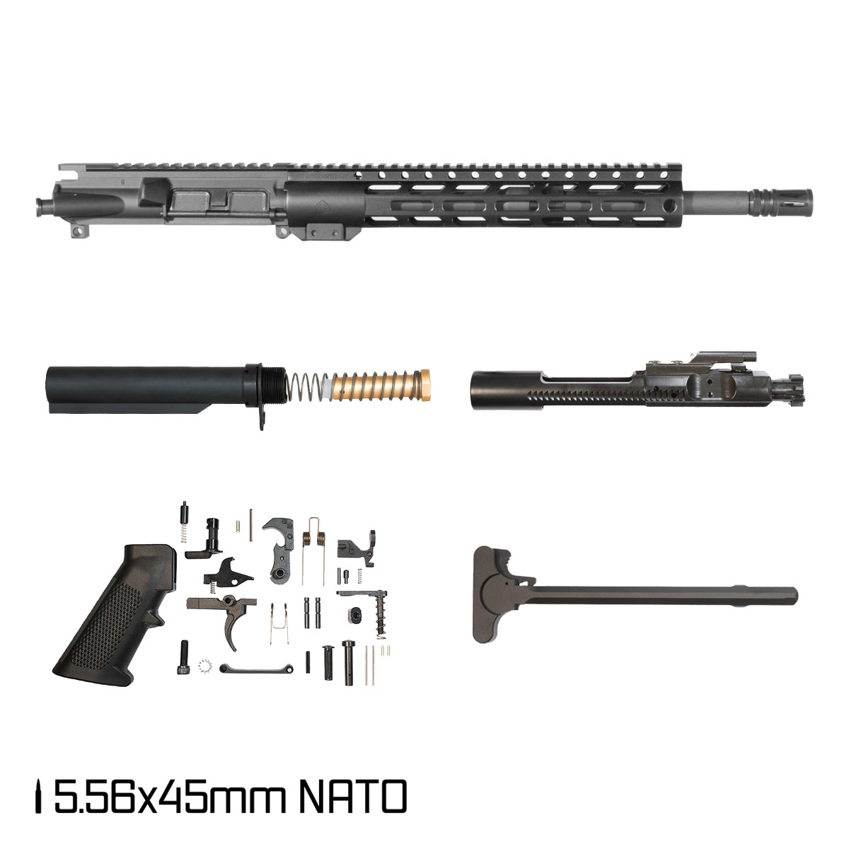 Davidson Defense Darkmatter 14.5-inch Carbine-Gas 1:7 5.56 NATO AR-15 Freefloat M-Lok Handguard Pistol Full Build Kit, SBR Ready