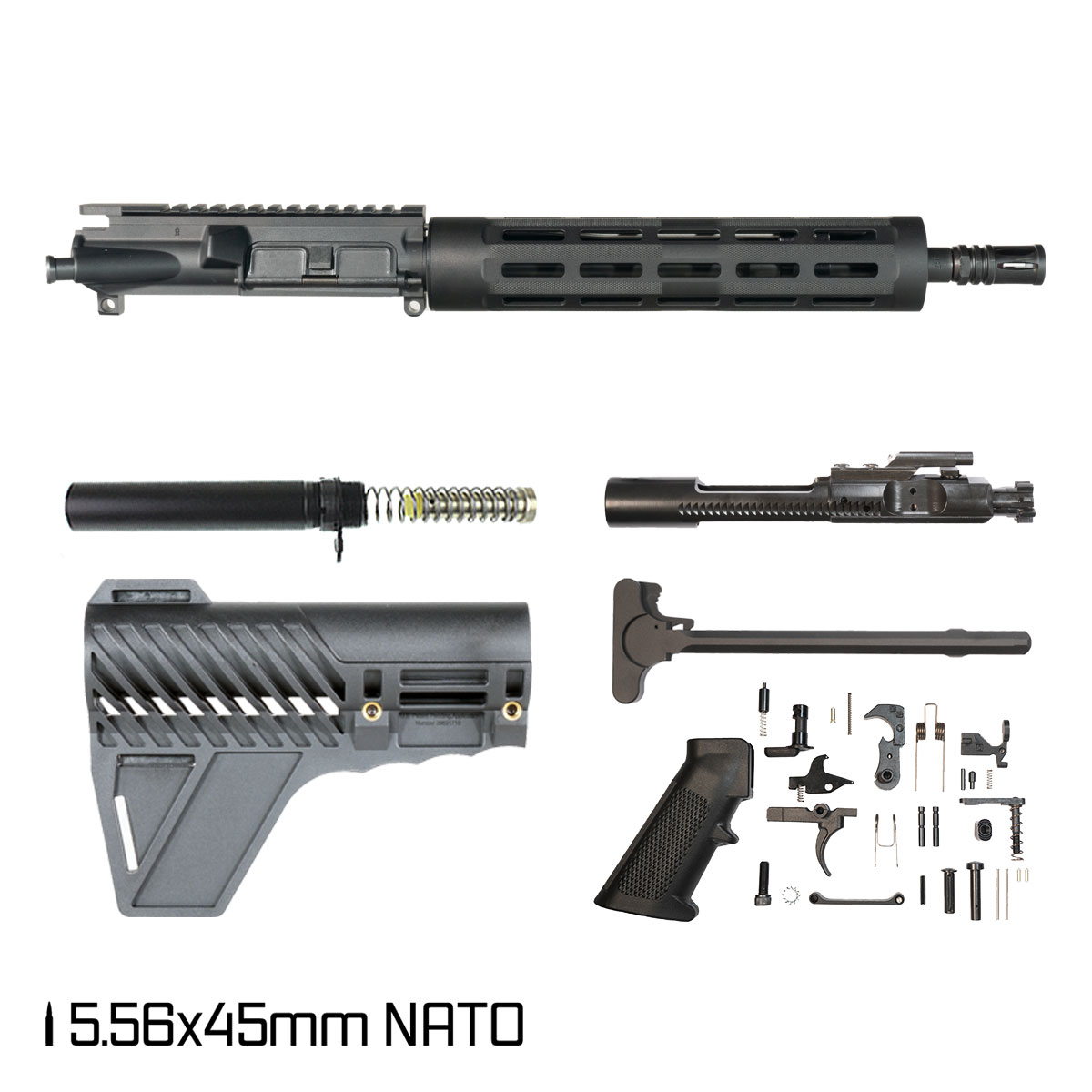 Davidson Defense Hammerfall w/Gauntlet Arms Brace 11.5-inch Carbine-Gas 1:7 5.56 NATO AR-15 Freefloat Tubular M-Lok Handguard Pistol Full Build Kit