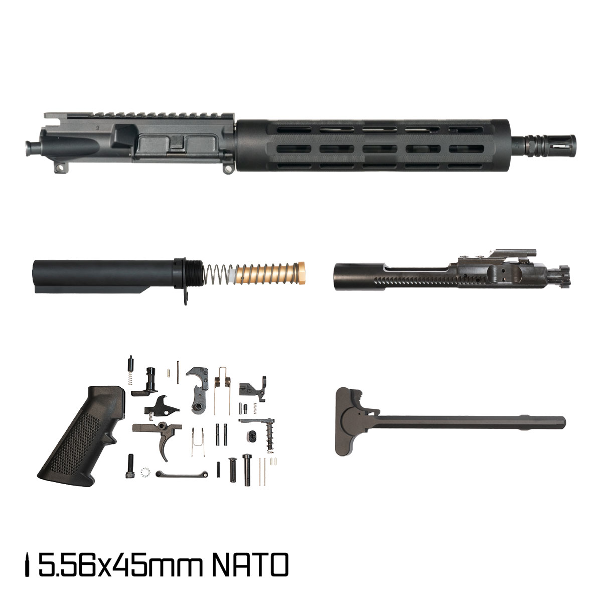 Davidson Defense Hammerfall 11.5-inch Carbine-Gas 1:7 5.56 NATO AR-15 Freefloat Tubular M-Lok Handguard Pistol Full Build Kit, SBR Ready
