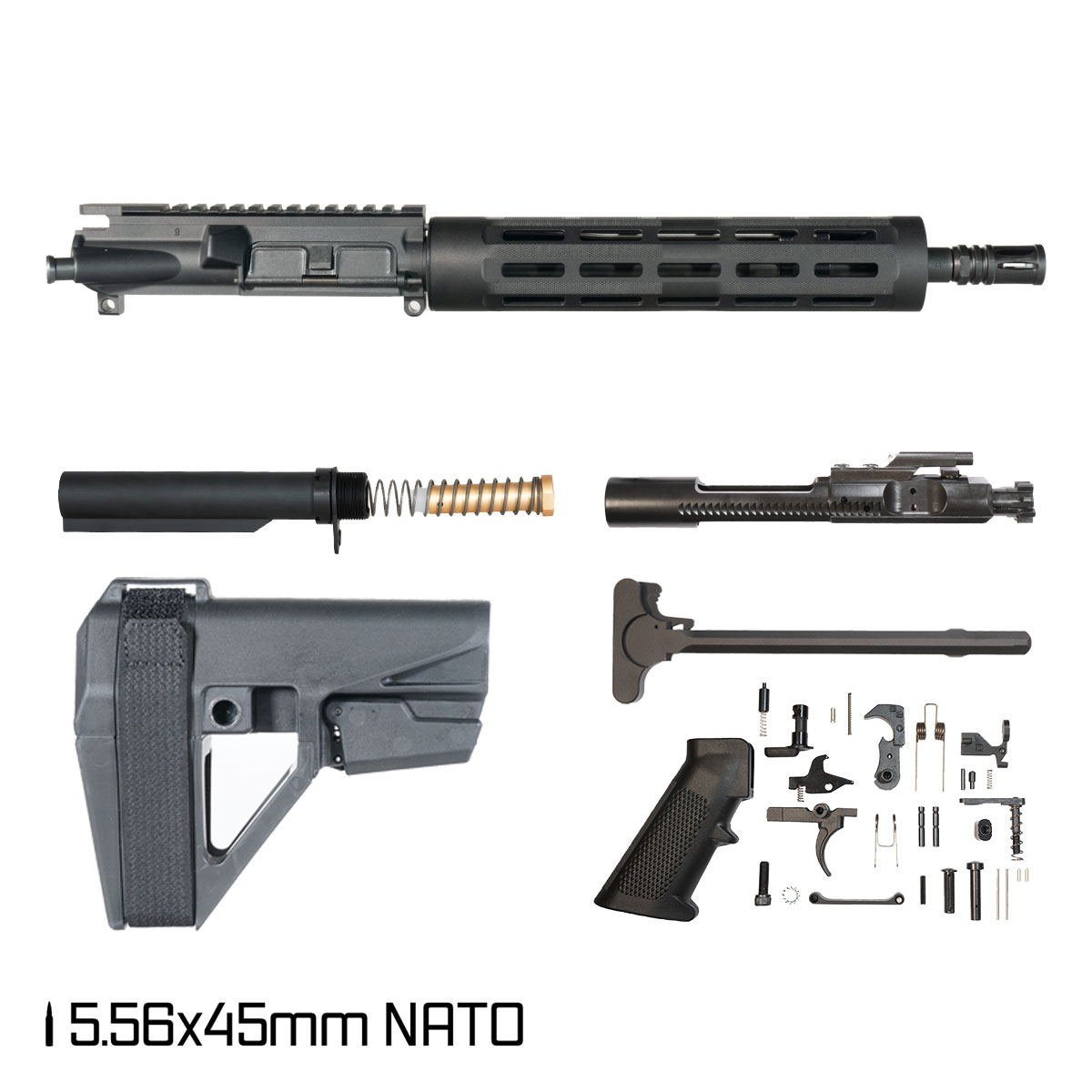 Davidson Defense Hammerfall w/SBA5 Brace 11.5-inch Carbine-Gas 1:7 5.56 NATO AR-15 Freefloat Tubular M-Lok Handguard Pistol Full Build Kit