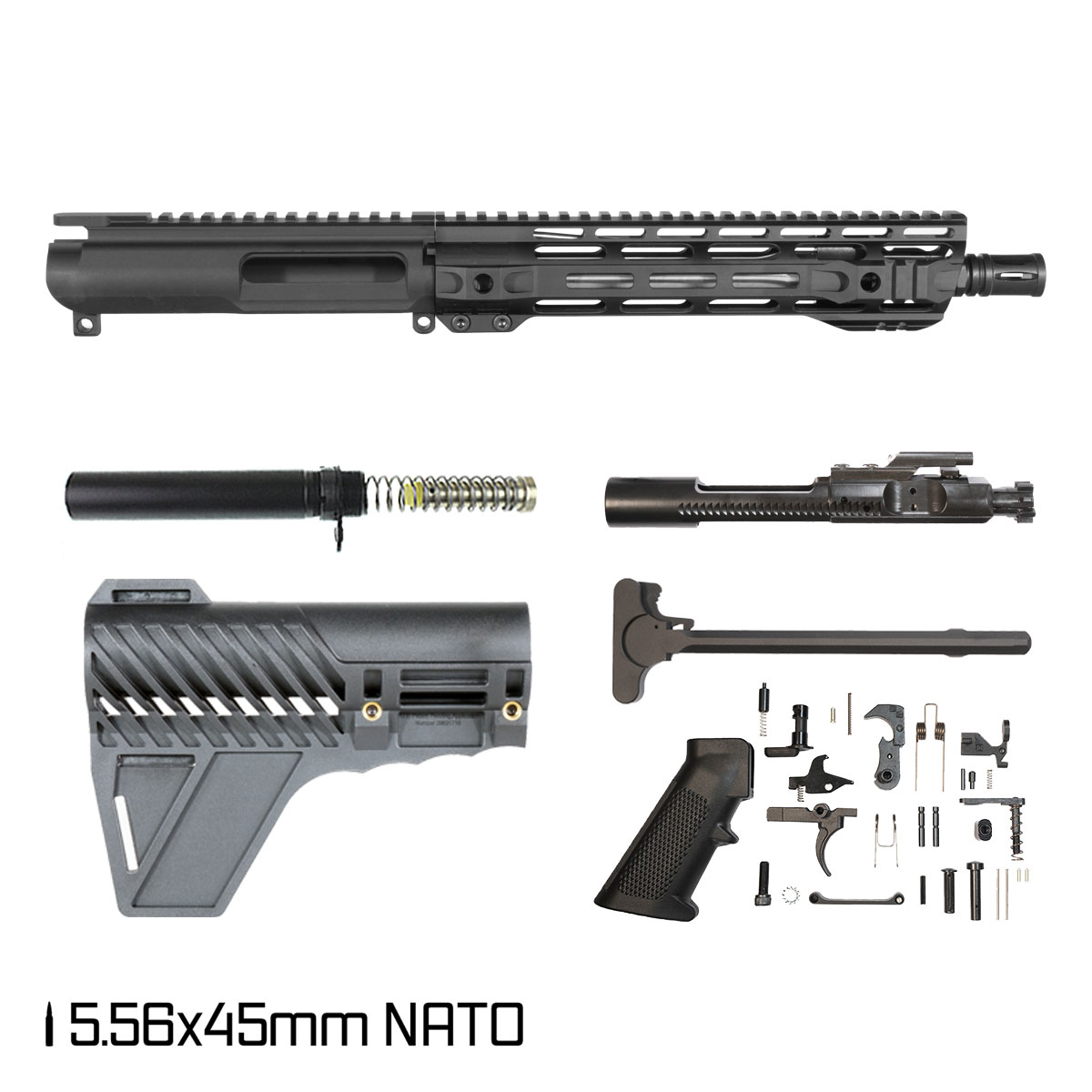 Davidson Defense Overlander w/Gauntlet Arms Brace 10.5-inch Carbine-Gas 1:7 5.56 NATO AR-15 Freefloat M-Lok Handguard Pistol Full Build Kit