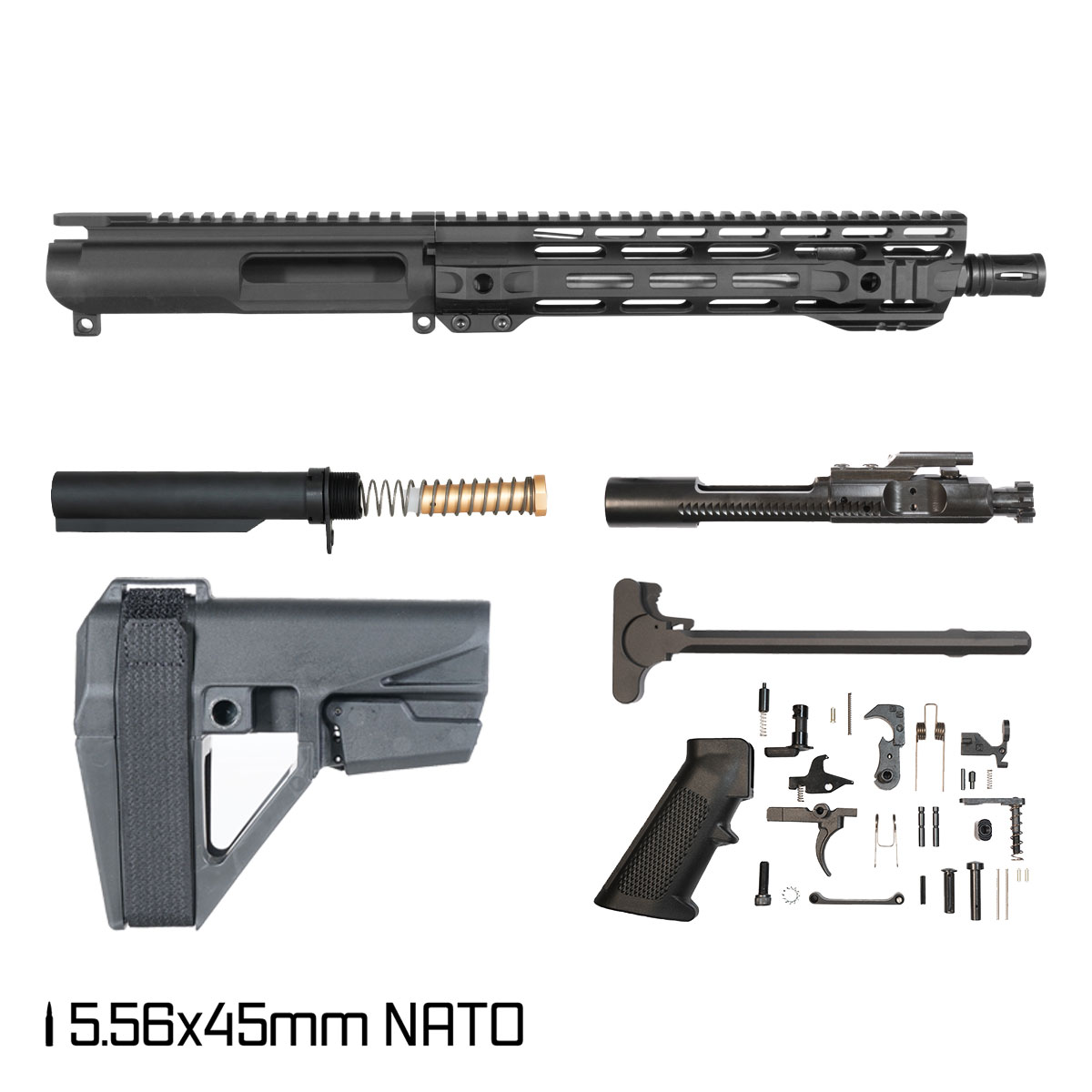 Davidson Defense Overlander w/SBA5 Brace 10.5-inch Carbine-Gas 1:7 5.56 NATO AR-15 Freefloat M-Lok Handguard Pistol Full Build Kit