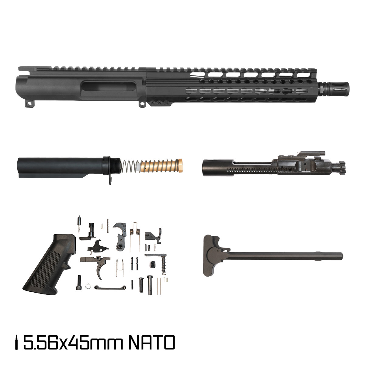 Davidson Defense Rock Crawler 10.5-inch Carbine-Gas 1:7 5.56 NATO AR-15 Freefloat Keymod Handguard Pistol Full Build Kit, SBR Ready