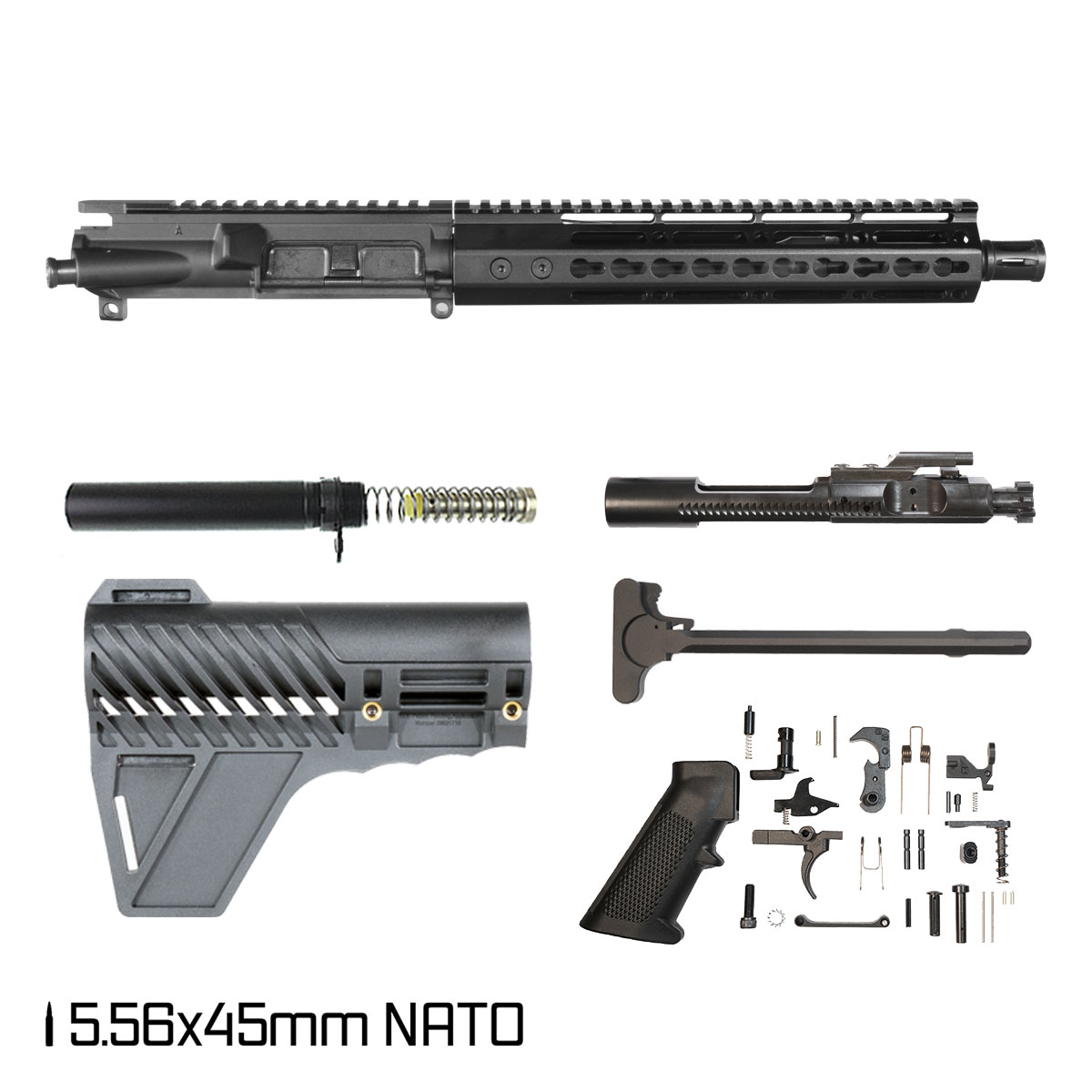 Davidson Defense Warden Duty w/Gauntlet Arms Brace 10.5-inch Carbine-Gas 1:7 5.56 NATO AR-15 Freefloat Keymod Handguard Pistol Full Build Kit