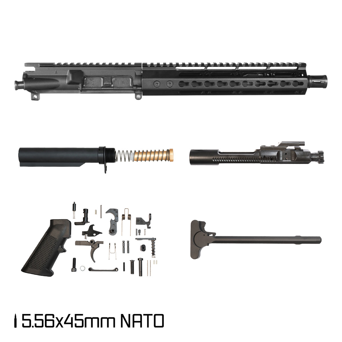 Davidson Defense Warden Duty 10.5-inch Carbine-Gas 1:7 5.56 NATO AR-15 Freefloat Keymod Handguard Pistol Full Build Kit, SBR Ready