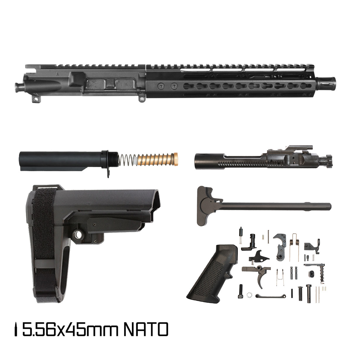 Davidson Defense Warden Duty w/SBA3 Brace 10.5-inch Carbine-Gas 1:7 5.56 NATO AR-15 Freefloat Keymod Handguard Pistol Full Build Kit