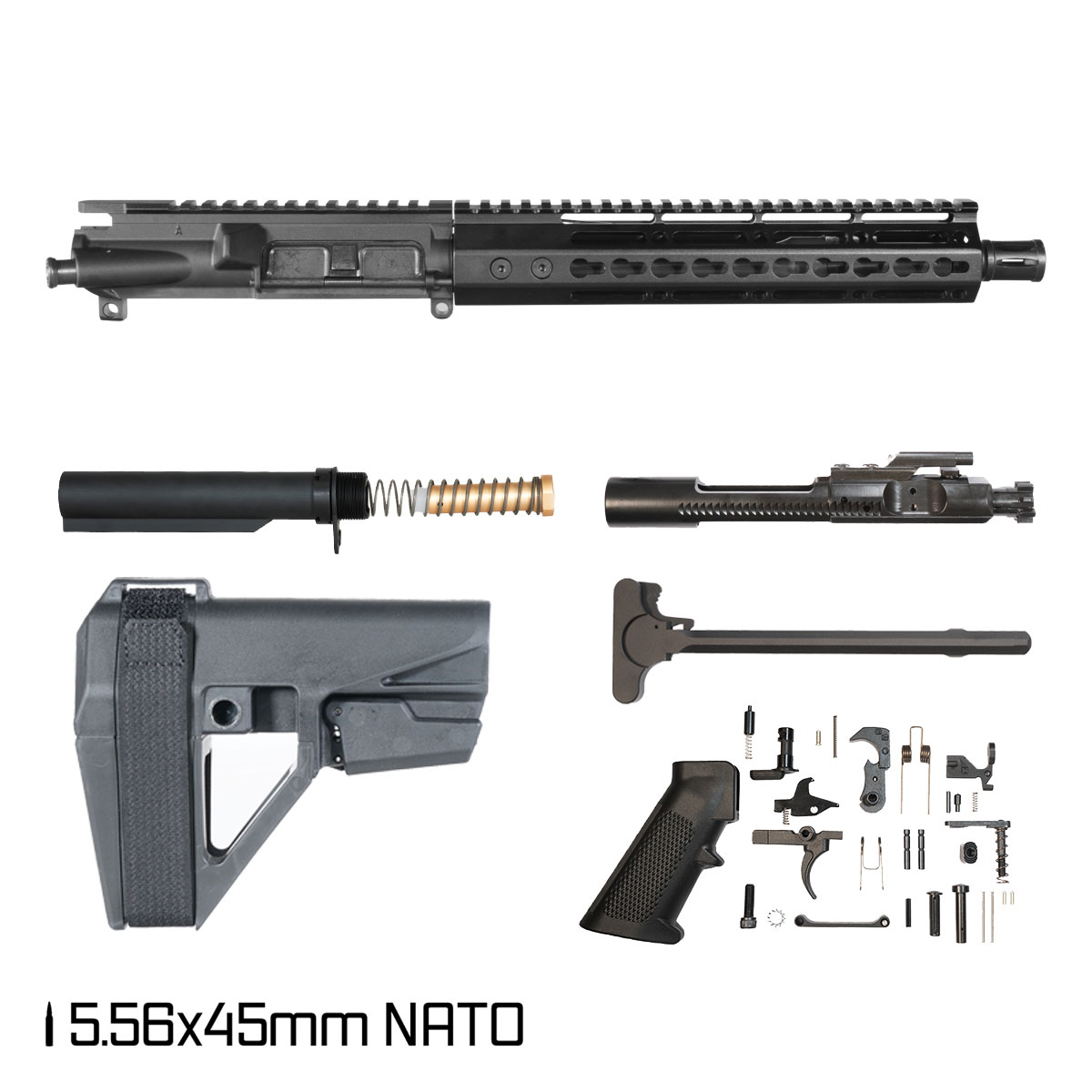 Davidson Defense Warden Duty w/SBA5 Brace 10.5-inch Carbine-Gas 1:7 5.56 NATO AR-15 Freefloat Keymod Handguard Pistol Full Build Kit