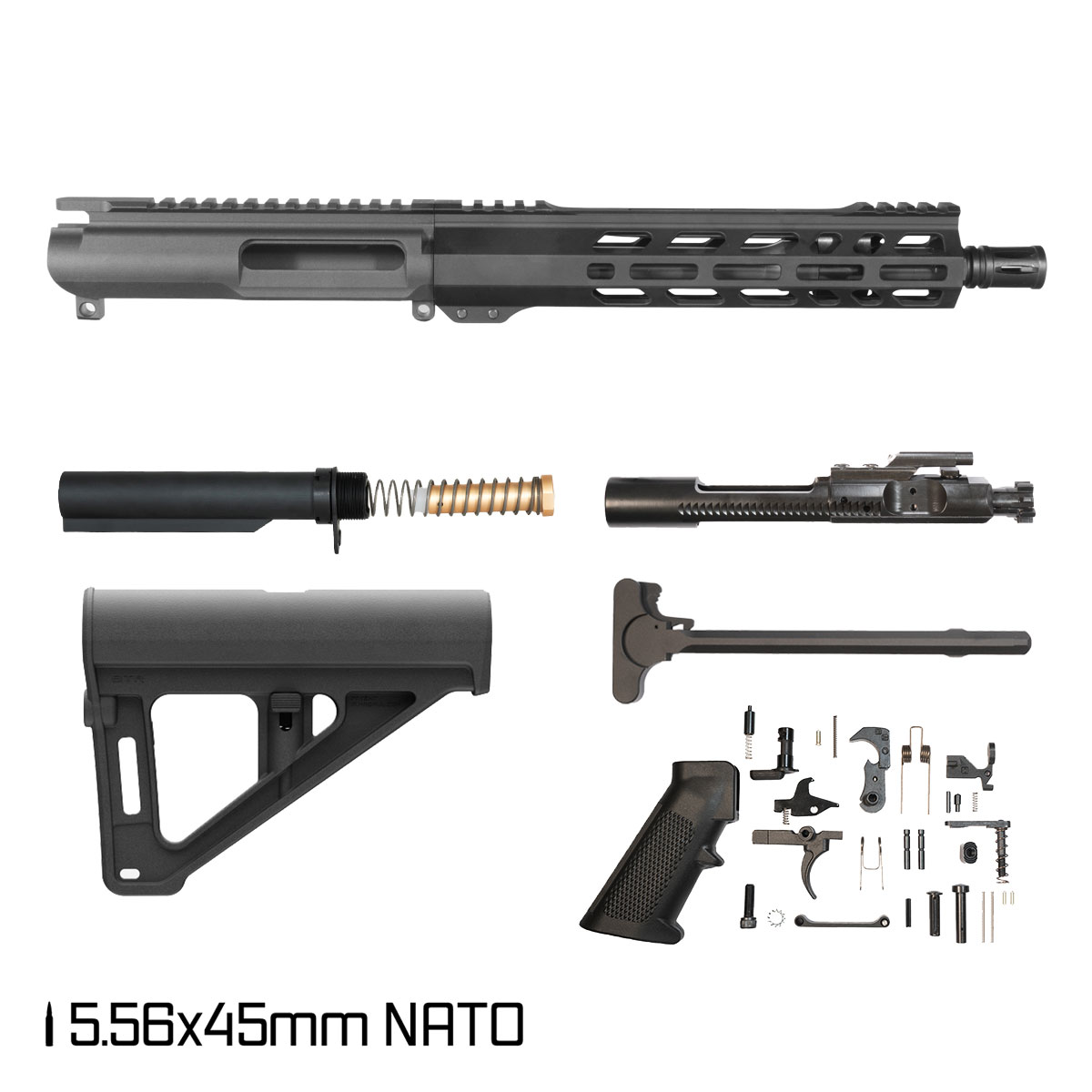Davidson Defense Ronin Competition w/Magpul BTR Brace 10.5-inch Carbine-Gas 1:7 5.56 NATO AR-15 Freefloat M-Lok Handguard Pistol Full Build Kit