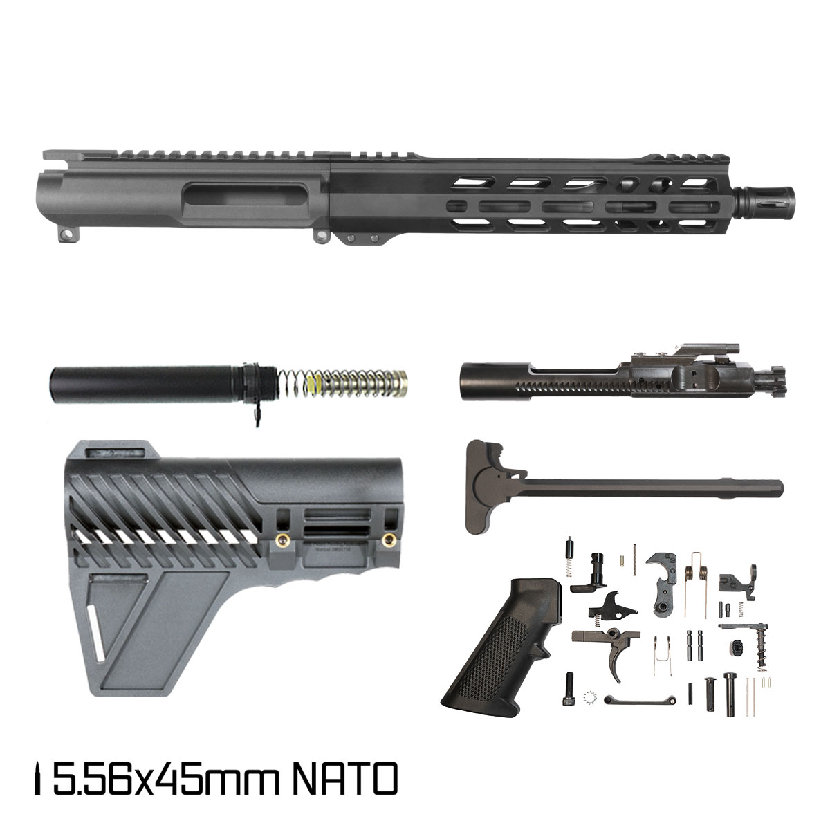 Davidson Defense Ronin Competition w/Gauntlet Arms Brace 10.5-inch Carbine-Gas 1:7 5.56 NATO AR-15 Freefloat M-Lok Handguard Pistol Full Build Kit