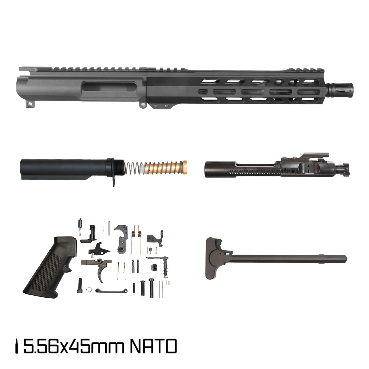 Davidson Defense Ronin Competition 10.5-inch Carbine-Gas 1:7 5.56 NATO AR-15 Freefloat M-Lok Handguard Pistol Full Build Kit, SBR Ready