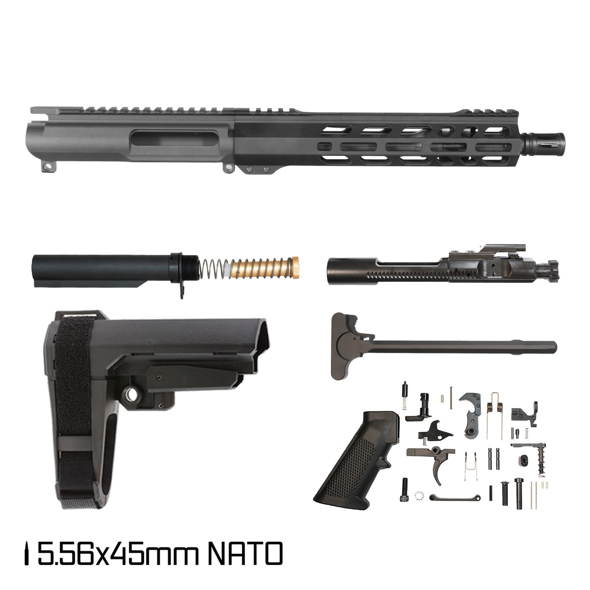 Davidson Defense Ronin Competition w/SBA3 Brace 10.5-inch Carbine-Gas 1:7 5.56 NATO AR-15 Freefloat M-Lok Handguard Pistol Full Build Kit