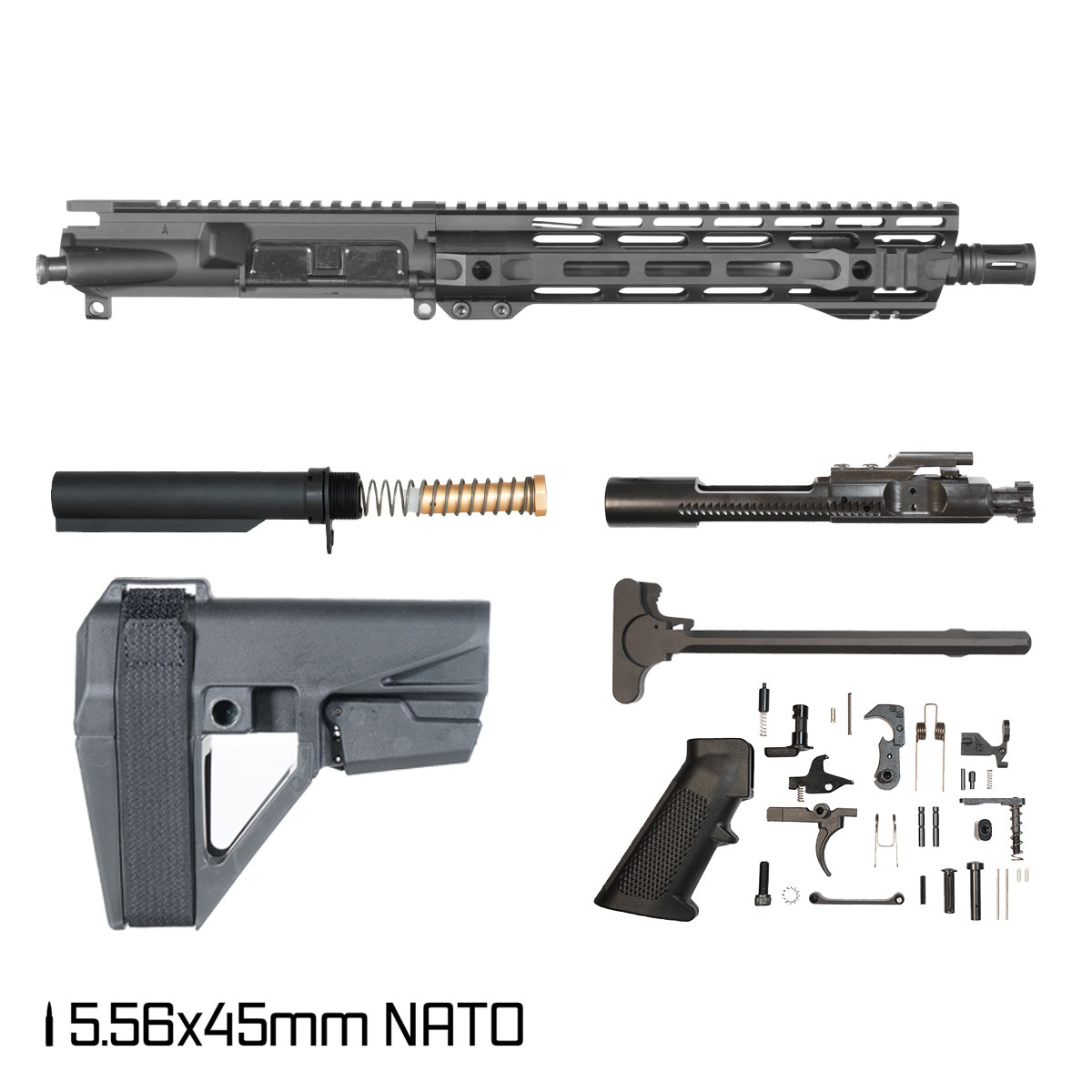 Davidson Defense Atriox w/SBA5 Brace 10.5-inch Carbine-Gas 1:7 5.56 NATO AR-15 Freefloat M-Lok Handguard Pistol Full Build Kit