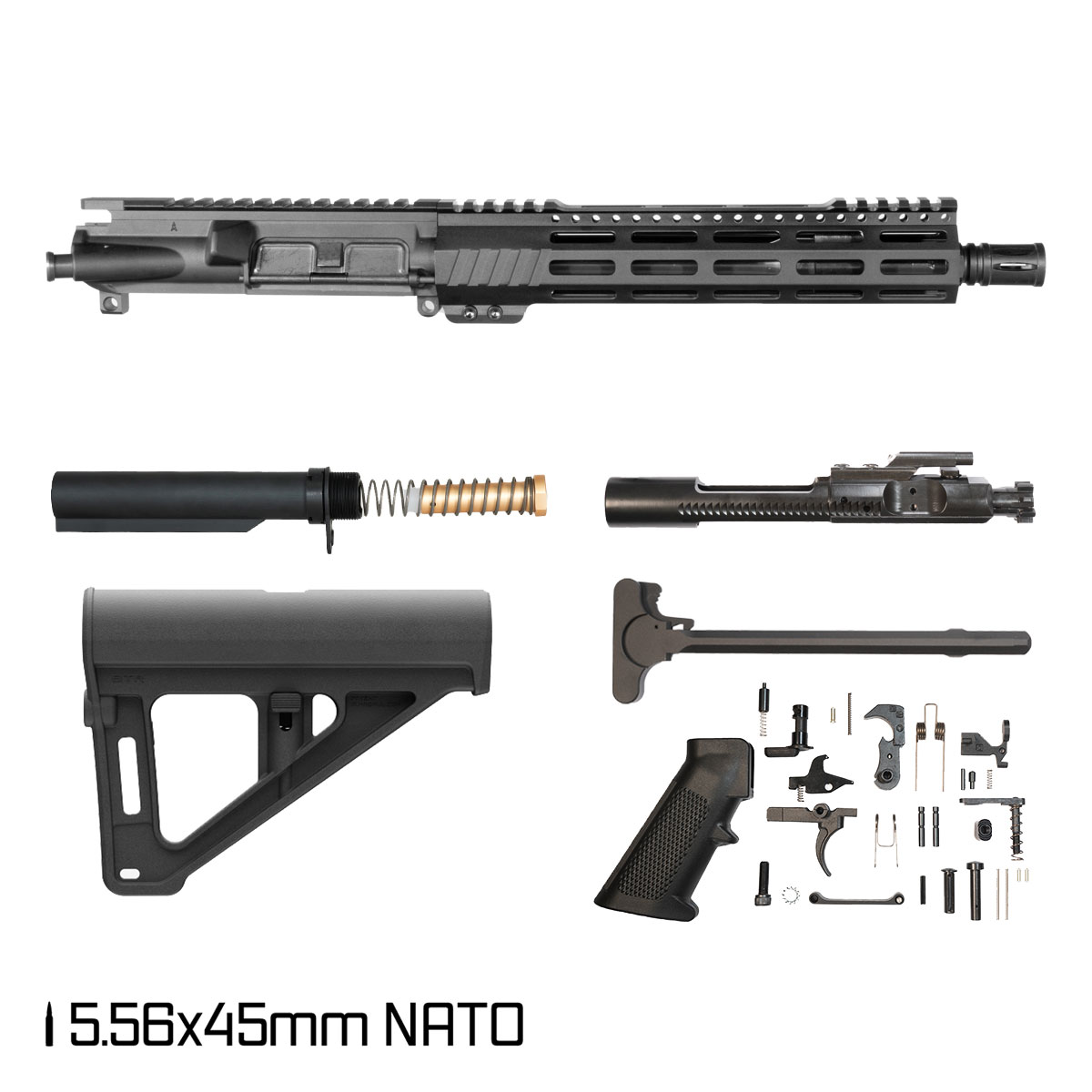 Davidson Defense Aegis Lightweight w/Magpul BTR Brace 10.5-inch Carbine-Gas 1:7 5.56 NATO AR-15 Freefloat M-Lok Handguard Pistol Full Build Kit