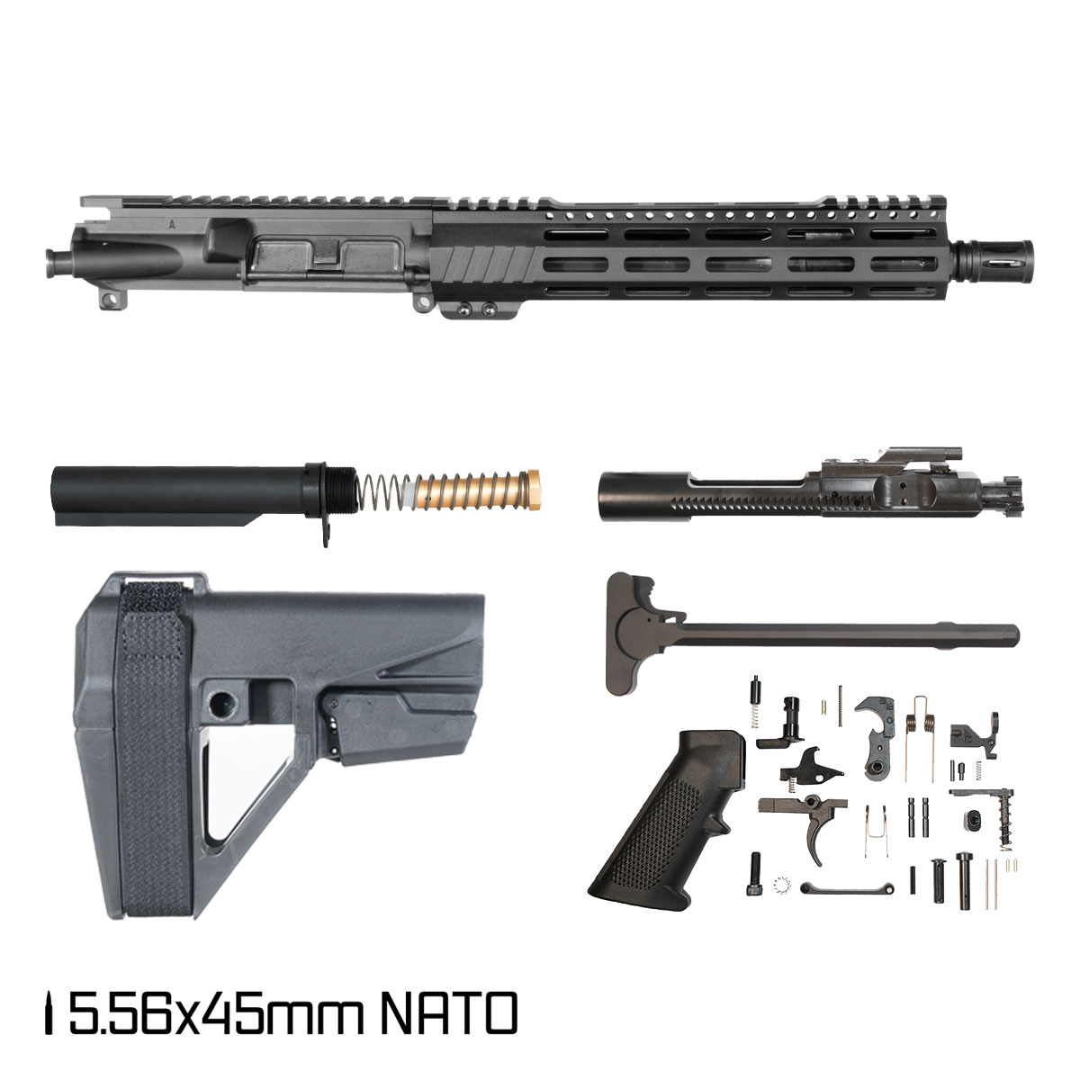 Davidson Defense Aegis Lightweight w/SBA5 Brace 10.5-inch Carbine-Gas 1:7 5.56 NATO AR-15 Freefloat M-Lok Handguard Pistol Full Build Kit