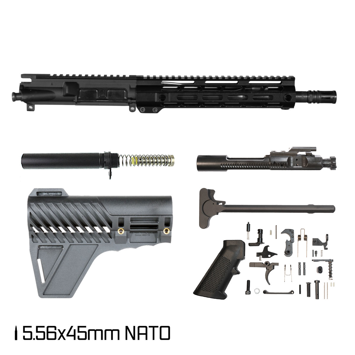 Davidson Defense Stoneveil w/Gauntlet Arms Brace 11.5-inch Carbine-Gas 1:7 5.56 NATO AR-15 Freefloat M-Lok Handguard Pistol Full Build Kit