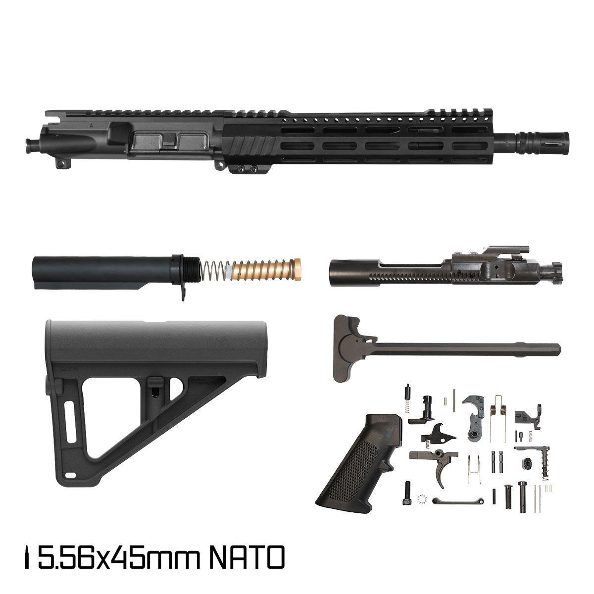 Davidson Defense Aegis Lightweight w/Magpul BTR Brace 11.5-inch Carbine-Gas 1:7 5.56 NATO AR-15 Freefloat M-Lok Handguard Pistol Full Build Kit