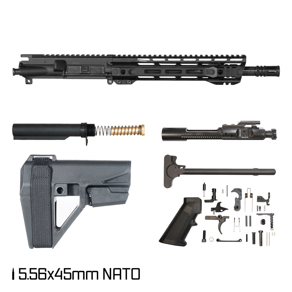 Davidson Defense Atriox w/SBA5 Brace 11.5-inch Carbine-Gas 1:7 5.56 NATO AR-15 Freefloat M-Lok Handguard Pistol Full Build Kit