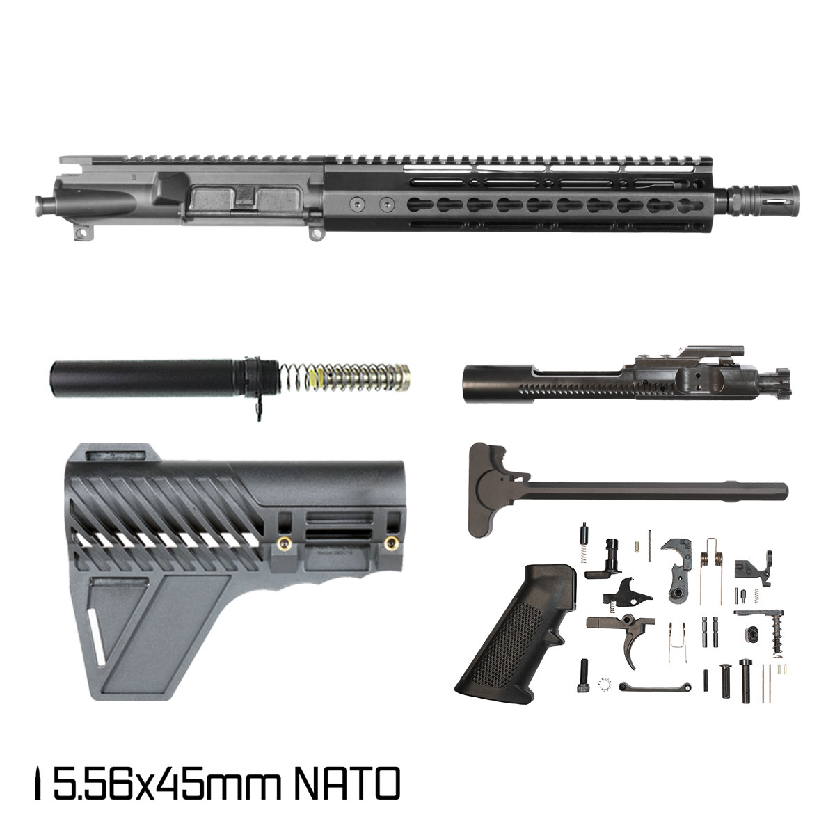 Davidson Defense Warden Duty w/Gauntlet Arms Brace 11.5-inch Mid-Gas 1:7 5.56 NATO AR-15 Freefloat Keymod Handguard Pistol Full Build Kit