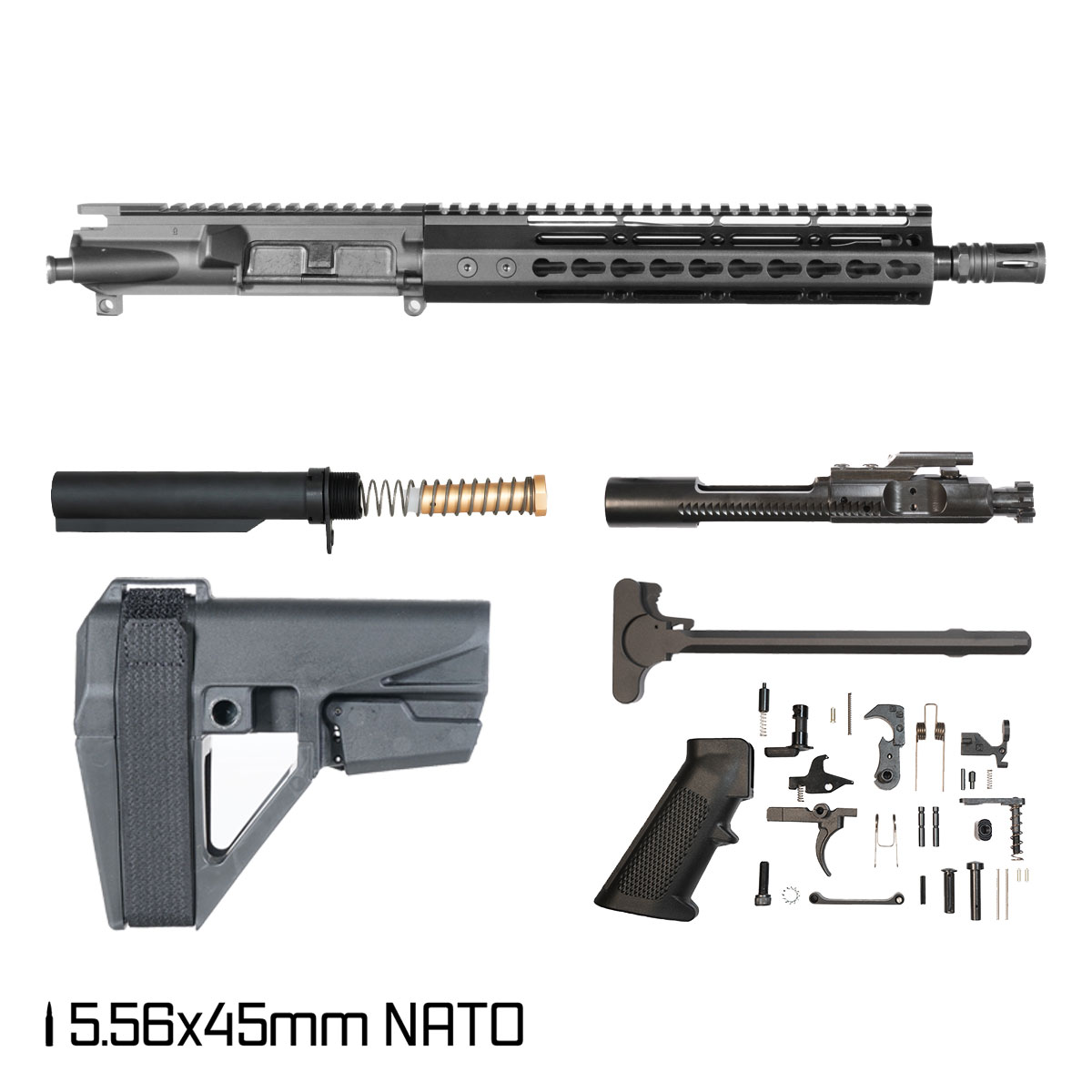 Davidson Defense Warden Duty w/SBA5 Brace 11.5-inch Mid-Gas 1:7 5.56 NATO AR-15 Freefloat Keymod Handguard Pistol Full Build Kit