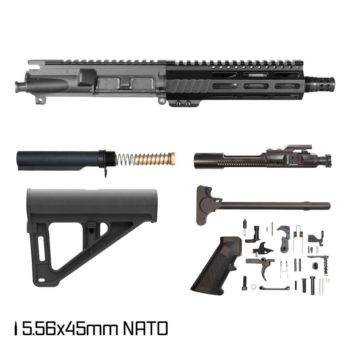 Davidson Defense Aegis w/ DTT Plan B Radial Brake w/Magpul BTR Brace 7.5-inch Pistol-Gas 1:7 5.56 NATO AR-15 Freefloat M-Lok Handguard Pistol Full Build Kit