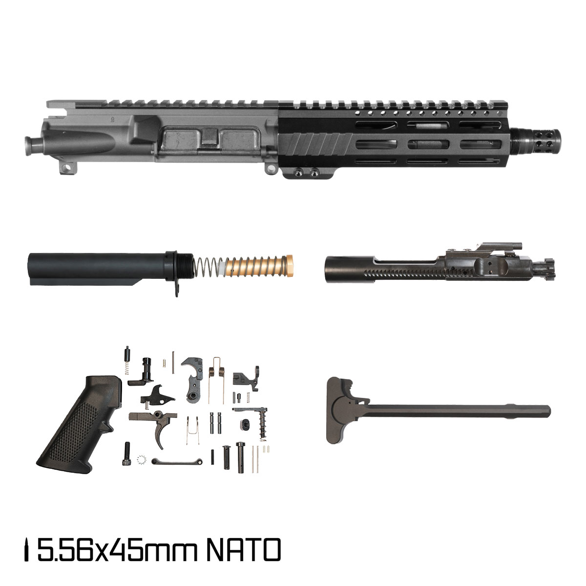 Davidson Defense Aegis w/ DTT Plan B Radial Brake 7.5-inch Pistol-Gas 1:7 5.56 NATO AR-15 Freefloat M-Lok Handguard Pistol Full Build Kit, SBR Ready
