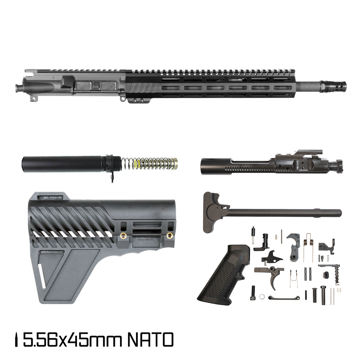 Davidson Defense Aegis w/ DTT Plan B Radial Brake w/Gauntlet Arms Brace 14.5-inch Carbine-Gas 1:7 5.56 NATO AR-15 Freefloat M-Lok Handguard Pistol Full Build Kit