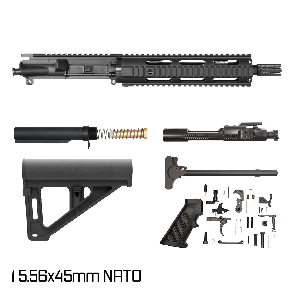 Davidson Defense Mission Manager w/Magpul BTR Brace 10.5-inch Carbine-Gas 1:7 5.56 NATO AR-15 Freefloat Quad-Rail Handguard Pistol Full Build Kit