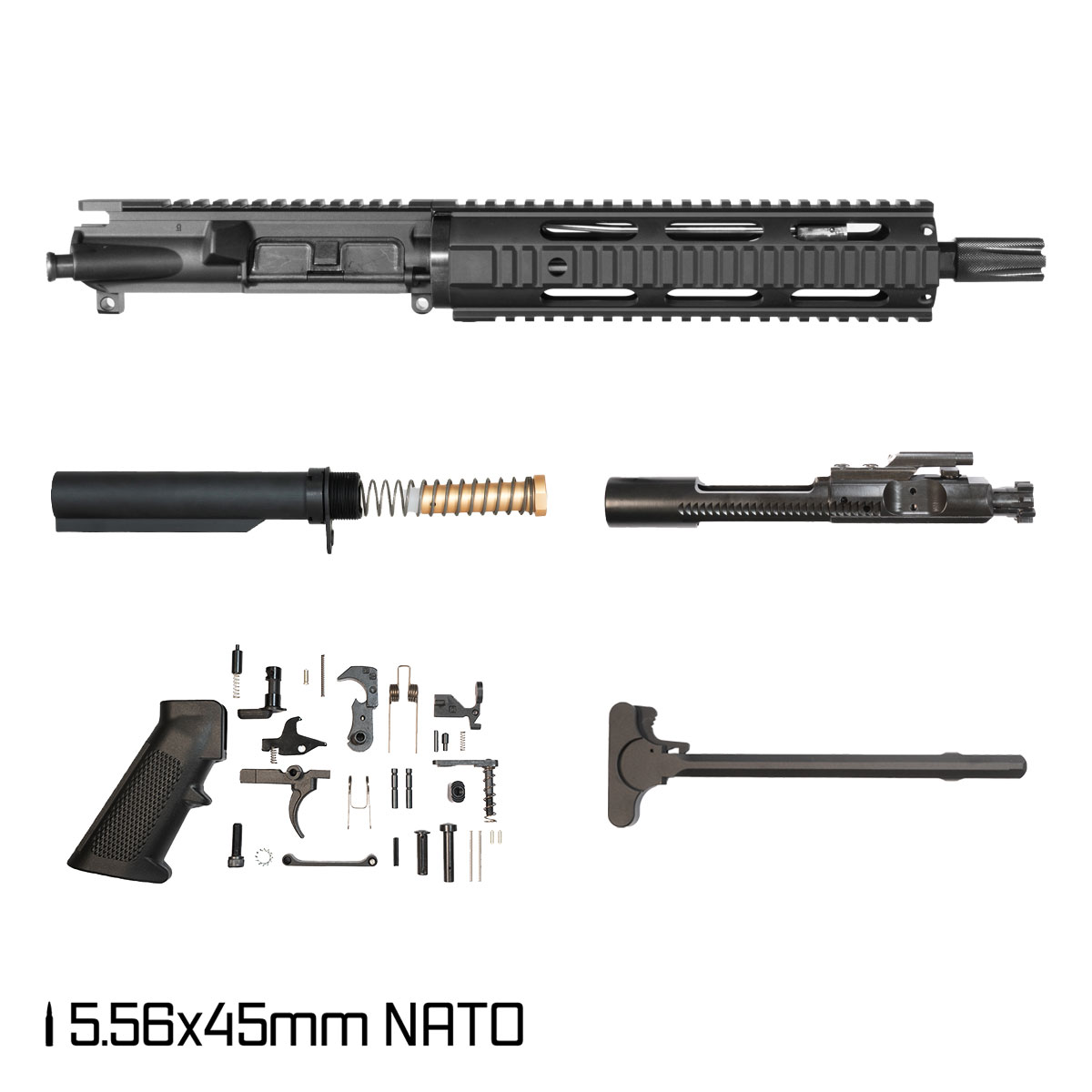 Davidson Defense Mission Manager 10.5-inch Carbine-Gas 1:7 5.56 NATO AR-15 Freefloat Quad-Rail Handguard Pistol Full Build Kit, SBR Ready