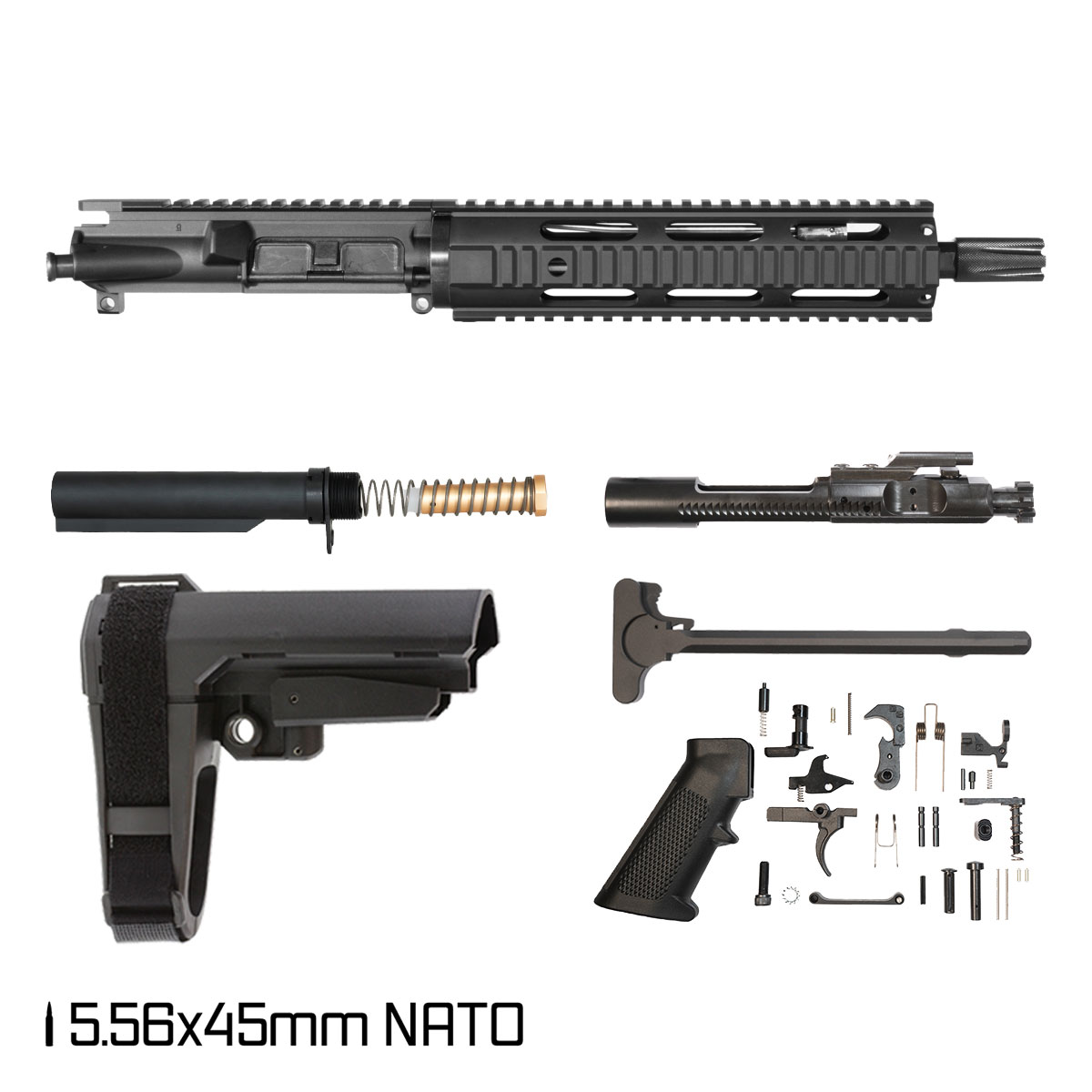 Davidson Defense Mission Manager w/SBA3 Brace 10.5-inch Carbine-Gas 1:7 5.56 NATO AR-15 Freefloat Quad-Rail Handguard Pistol Full Build Kit