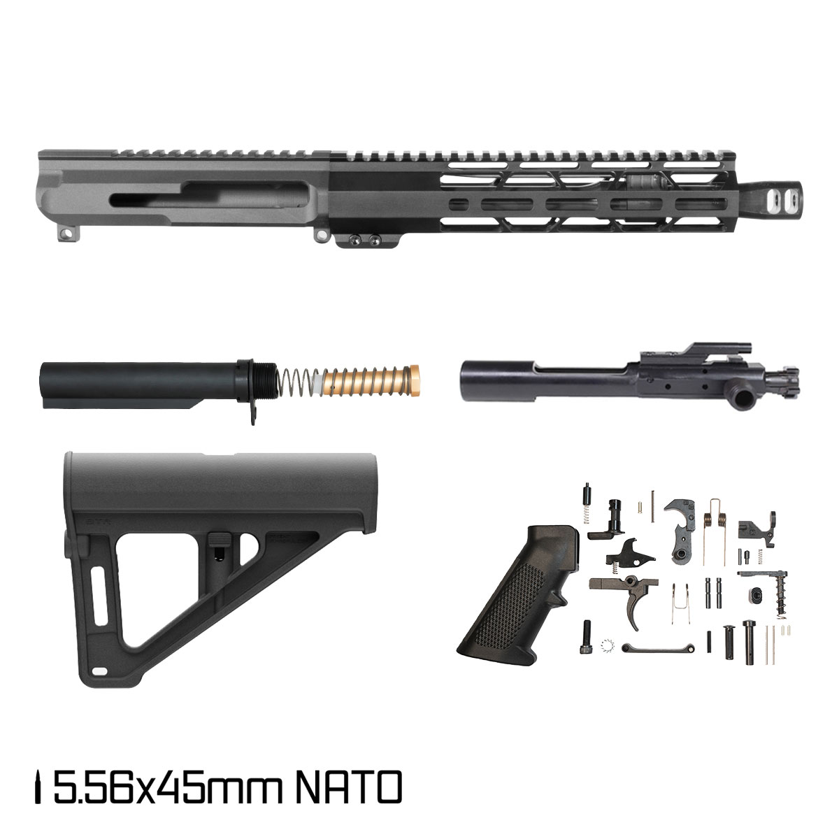 Davidson Defense Ruin w/Magpul BTR Brace 10.5-inch Carbine-Gas 1:8 5.56 NATO AR-15 Freefloat M-Lok Handguard Pistol Full Build Kit