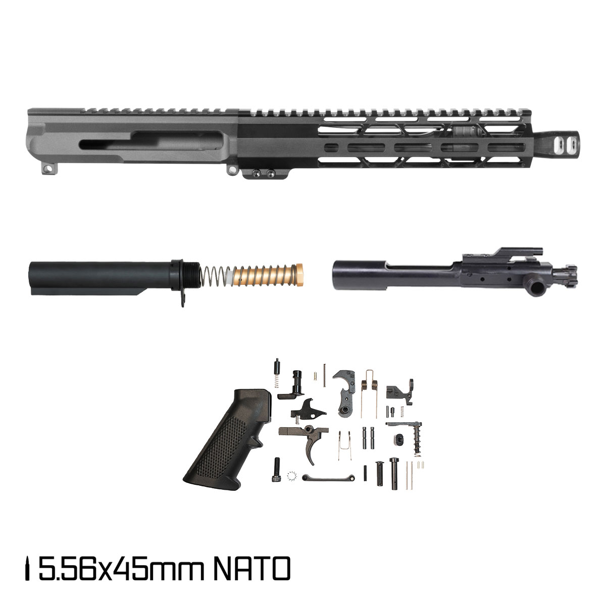 Davidson Defense Ruin 10.5-inch Carbine-Gas 1:8 5.56 NATO AR-15 Freefloat M-Lok Handguard Pistol Full Build Kit, SBR Ready